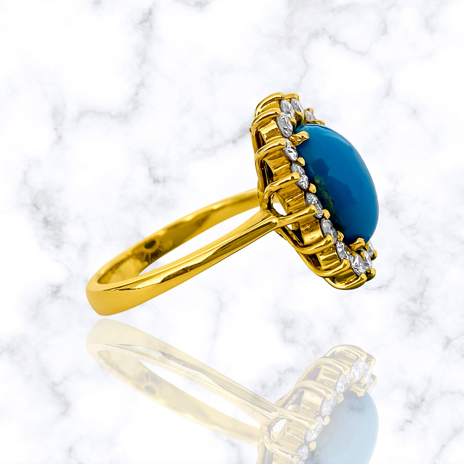 Art Deco 2.00 Carat Turquoise Diamond Cocktail Ring