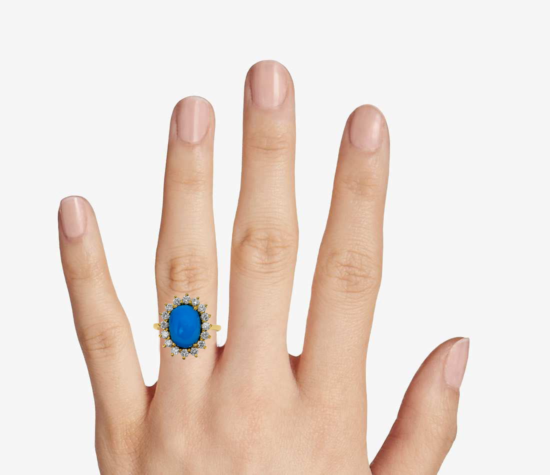 Art Deco 2.00 Carat Turquoise Diamond Cocktail Ring