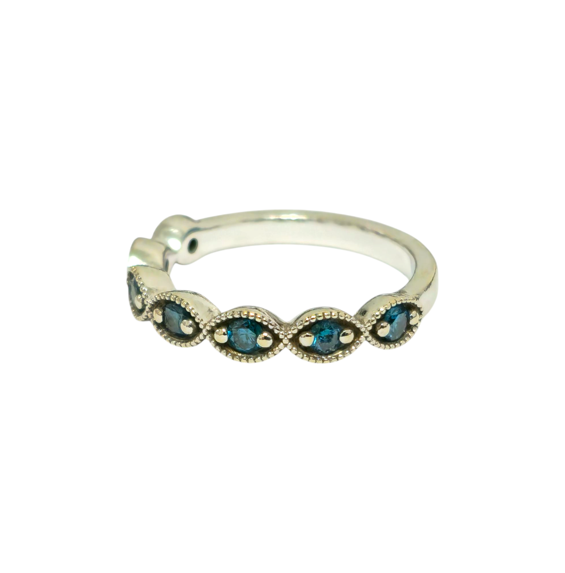 Vintage Blue Sapphire Band in 14k Gold