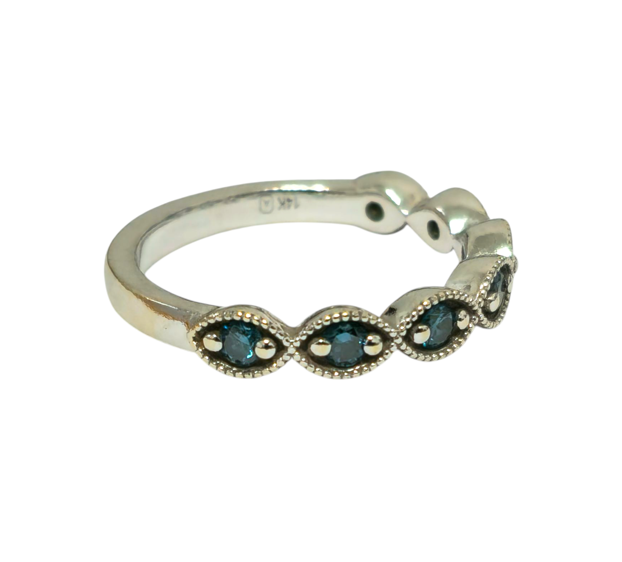 Vintage Blue Sapphire Band in 14k Gold
