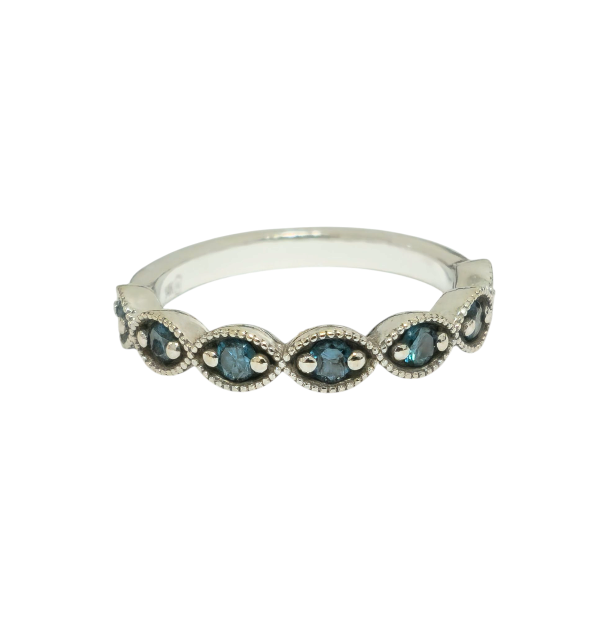 Vintage Blue Sapphire Band in 14k Gold