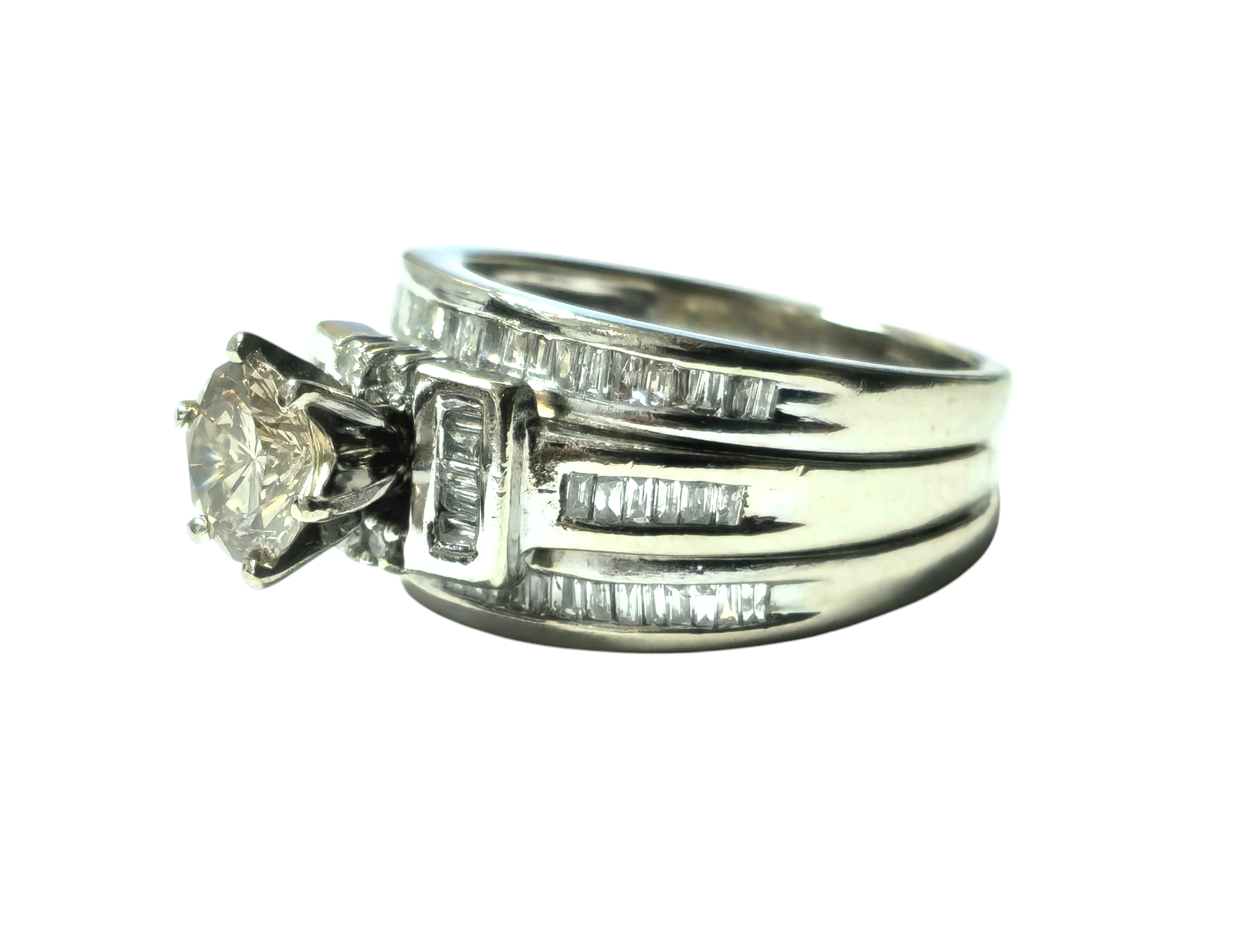 Vintage Diamond Engagement Ring in 14k White Gold