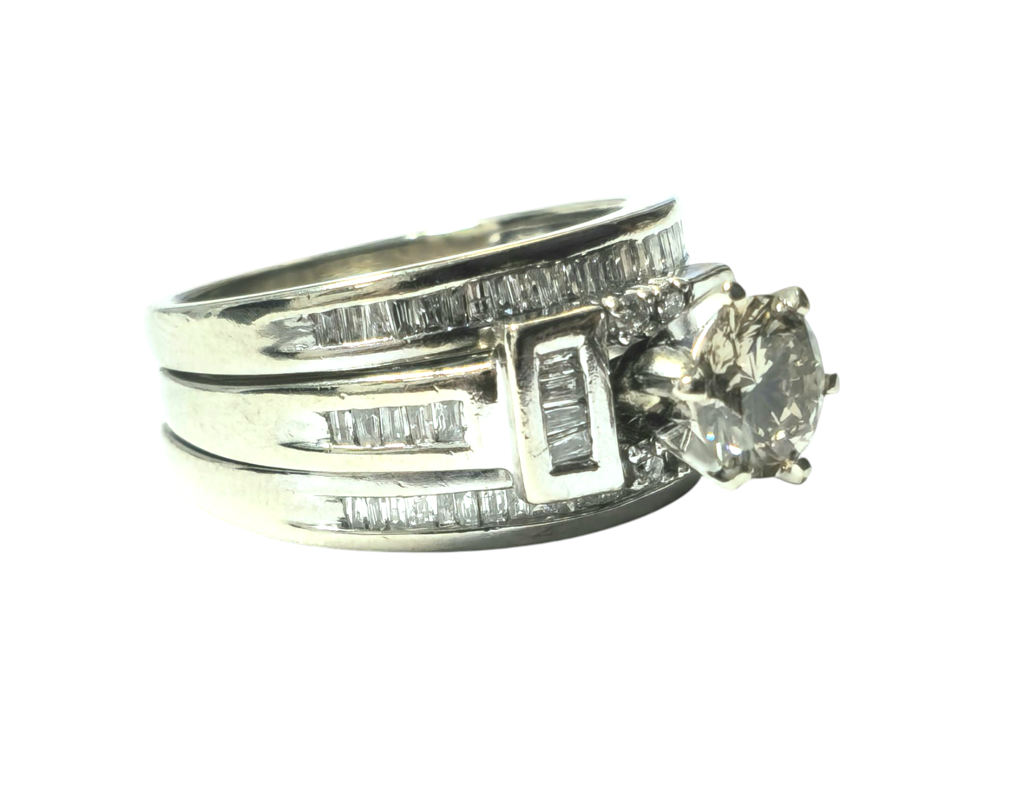Vintage Diamond Engagement Ring in 14k White Gold