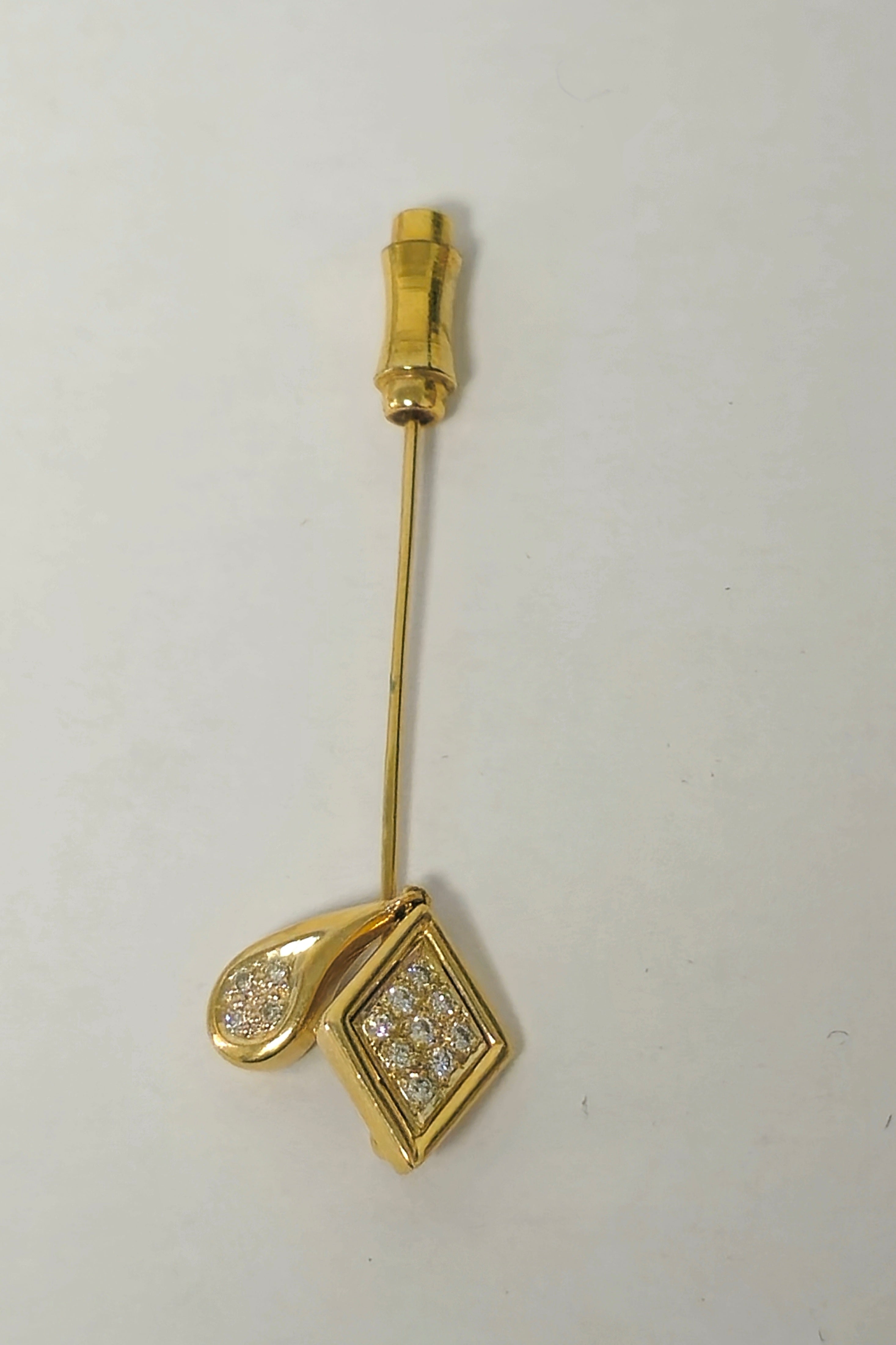 Womens, Vintage 14K Yellow Gold & Diamond Pin,