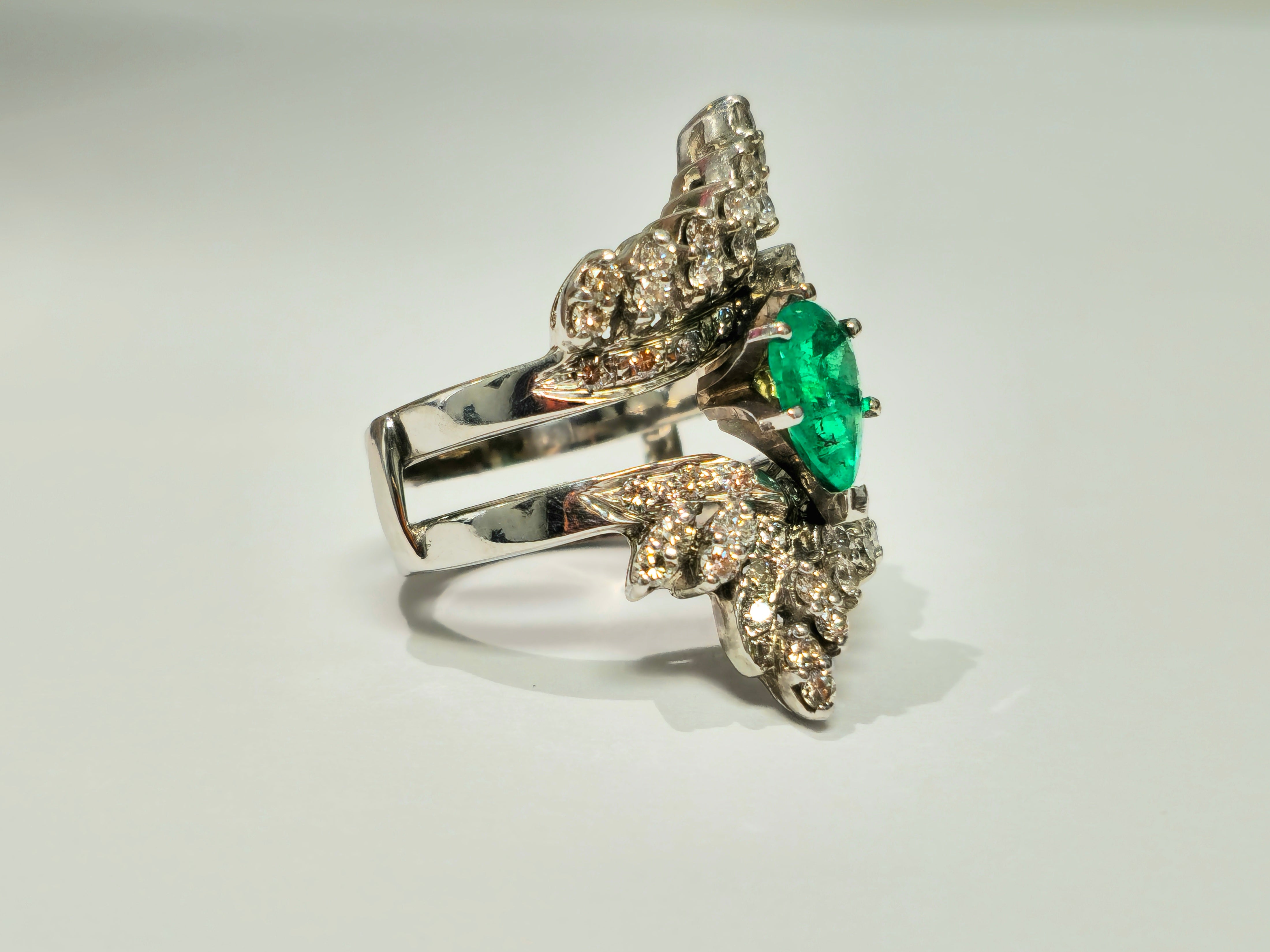 5.50 Carat Colombian Emerald Diamond Cocktail Ring