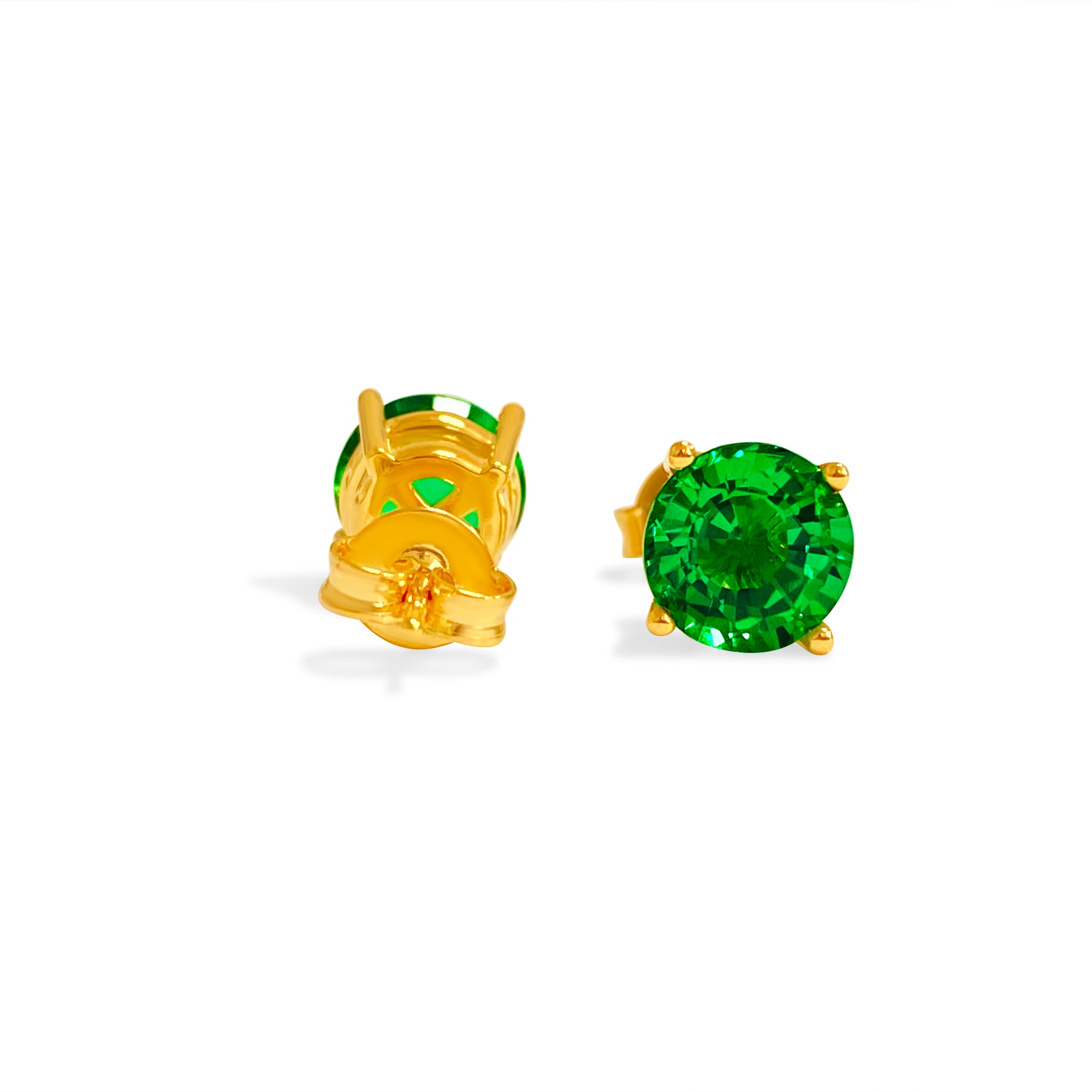 4ct Emerald Studs in 14k Yellow Gold Unisex