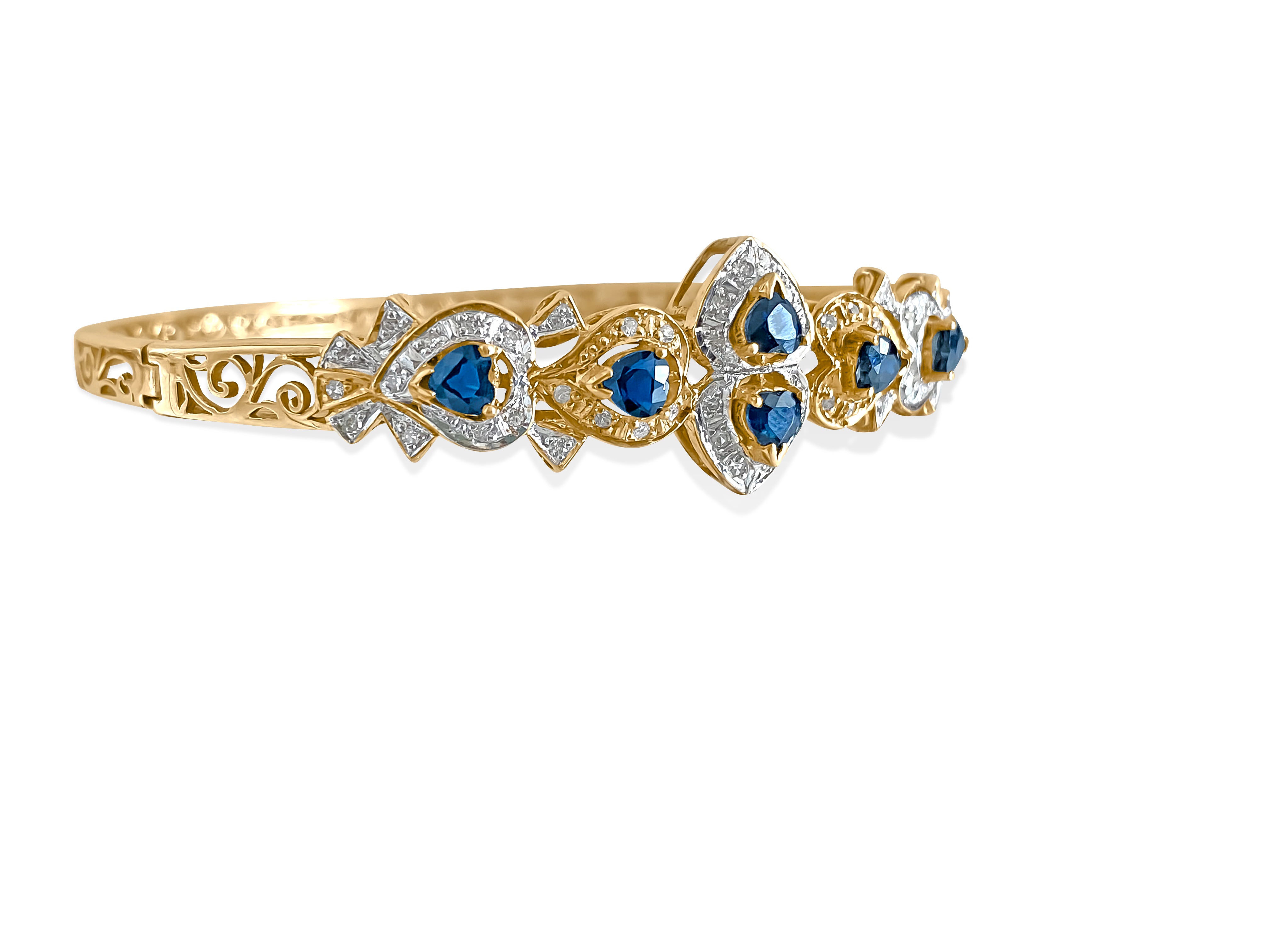 Vintage 2.00 Carat Blue Sapphire Diamond Bracelet