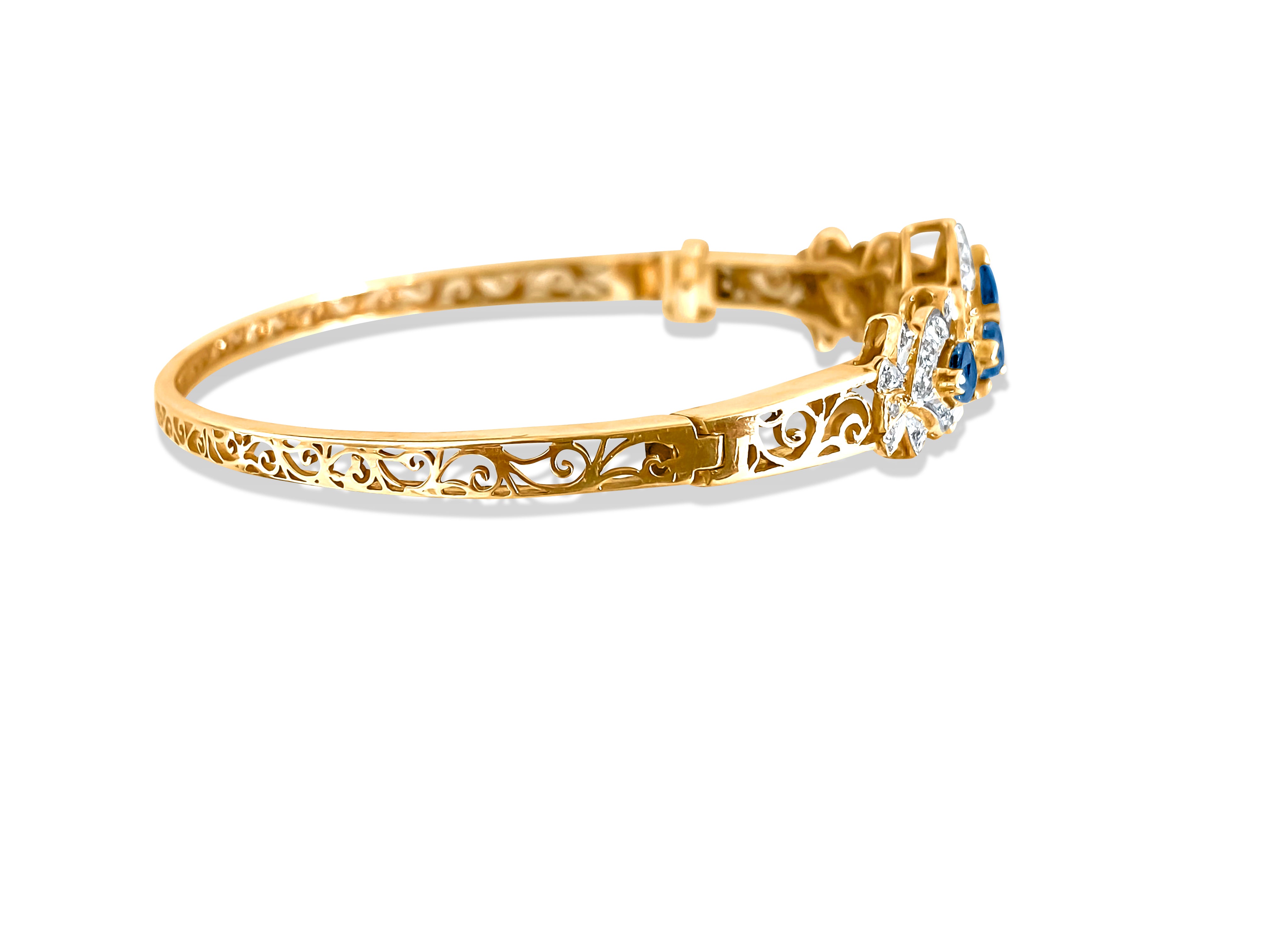 Vintage 2.00 Carat Blue Sapphire Diamond Bracelet