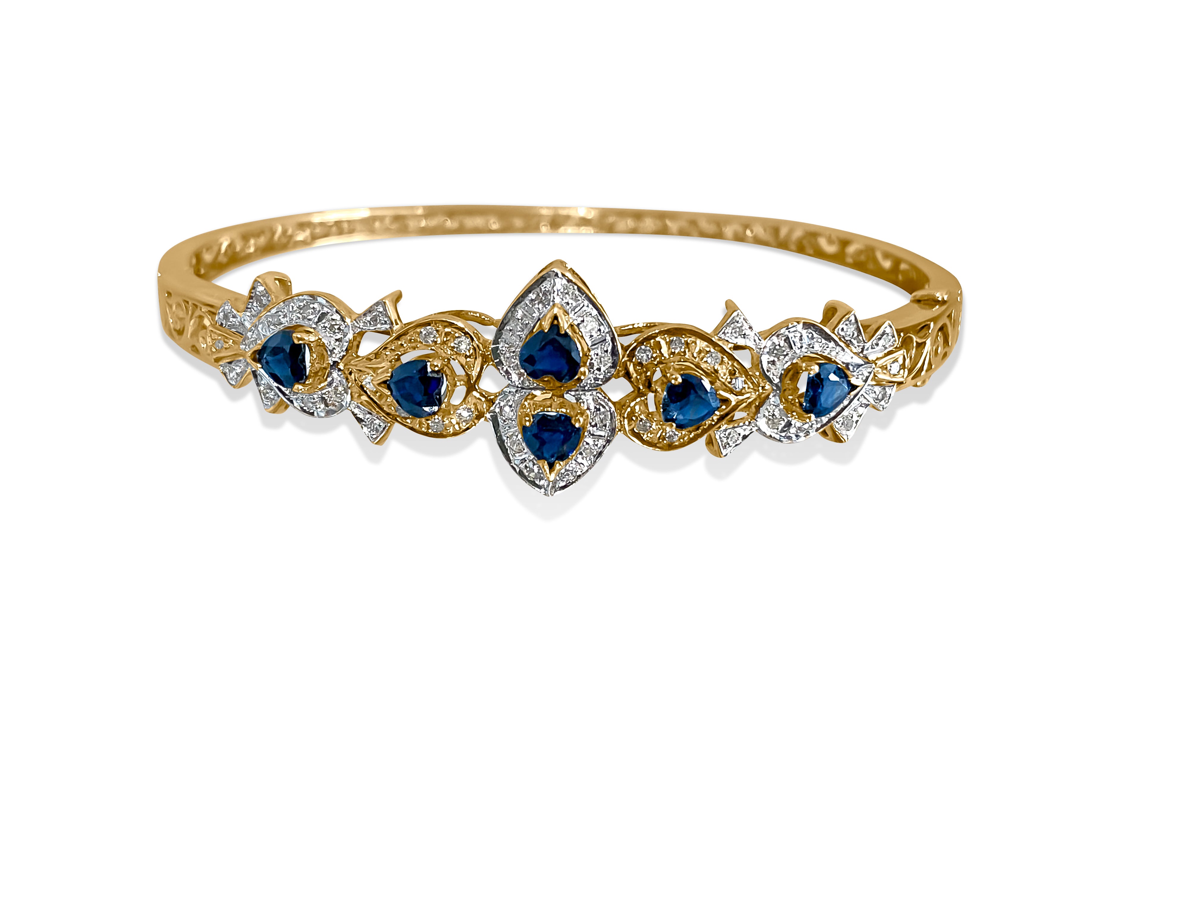 Vintage 2.00 Carat Blue Sapphire Diamond Bracelet