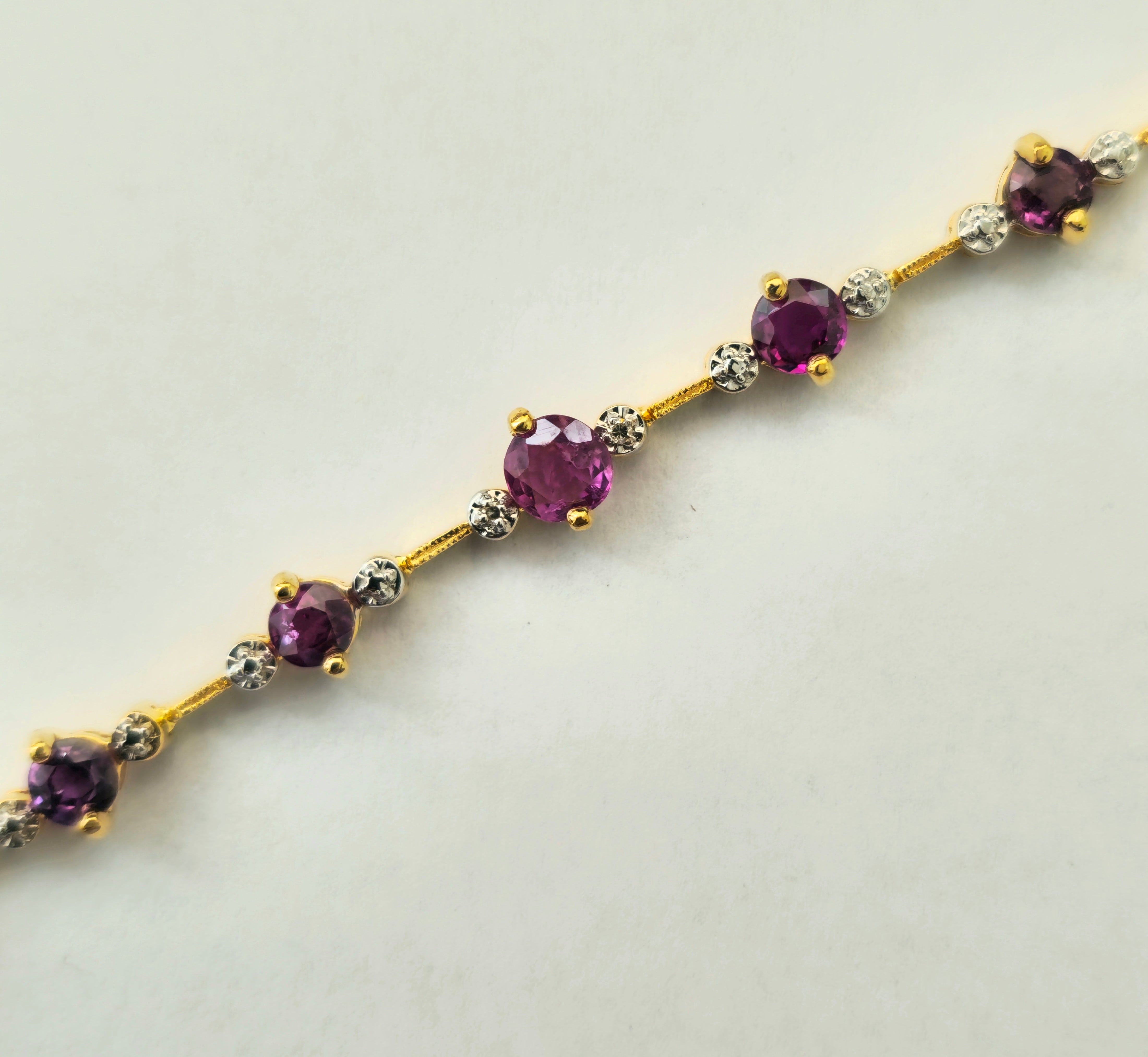Natural 2.30 Carat Rubelite & Diamond cut Bracelet For Her
