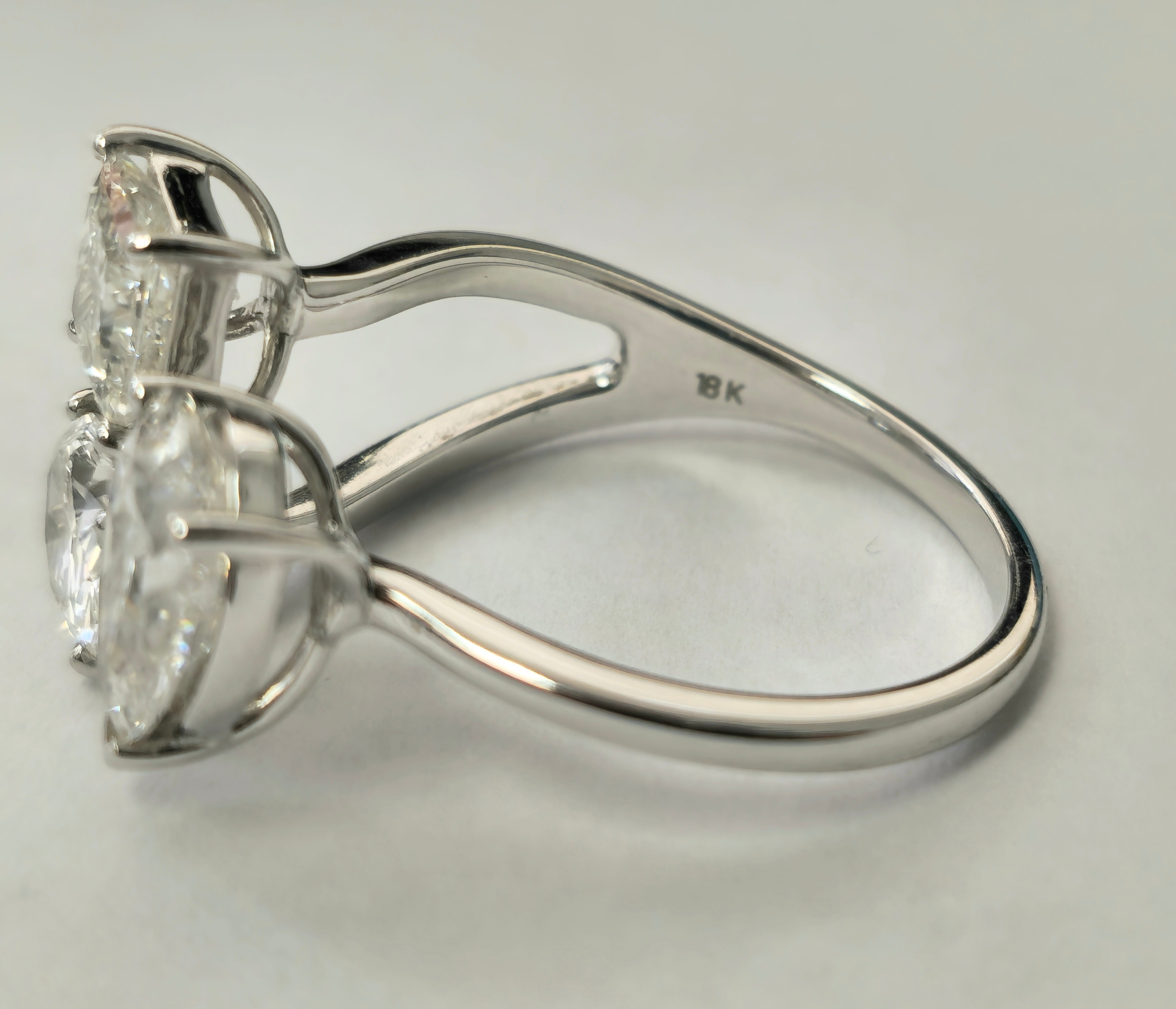 Certified 3.52 Carat Multi Cut Diamond Engagement Ring in 18k Gold