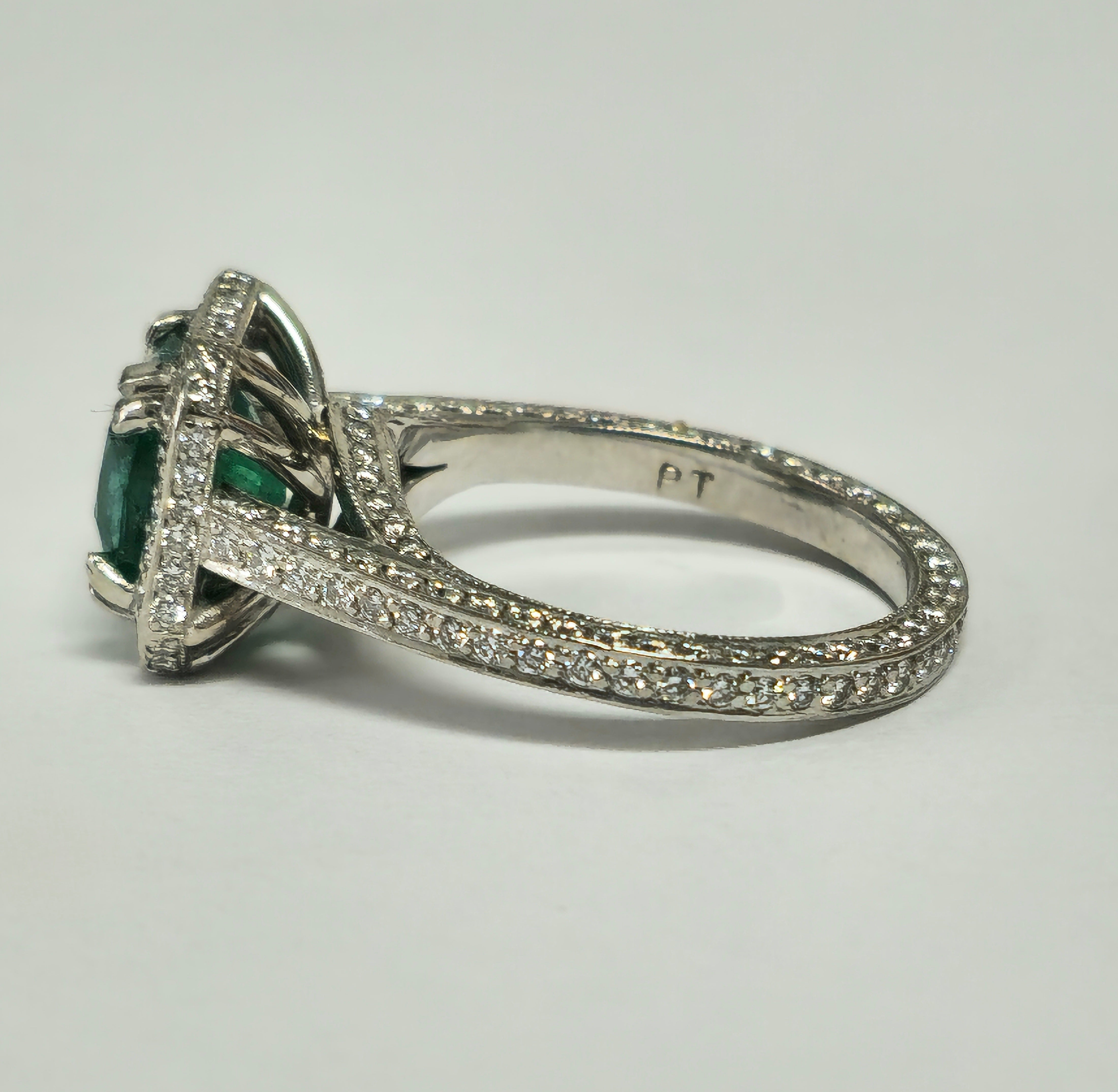 RARE 4ct Natural Emerald & Diamond Engagement Ring in Platinum