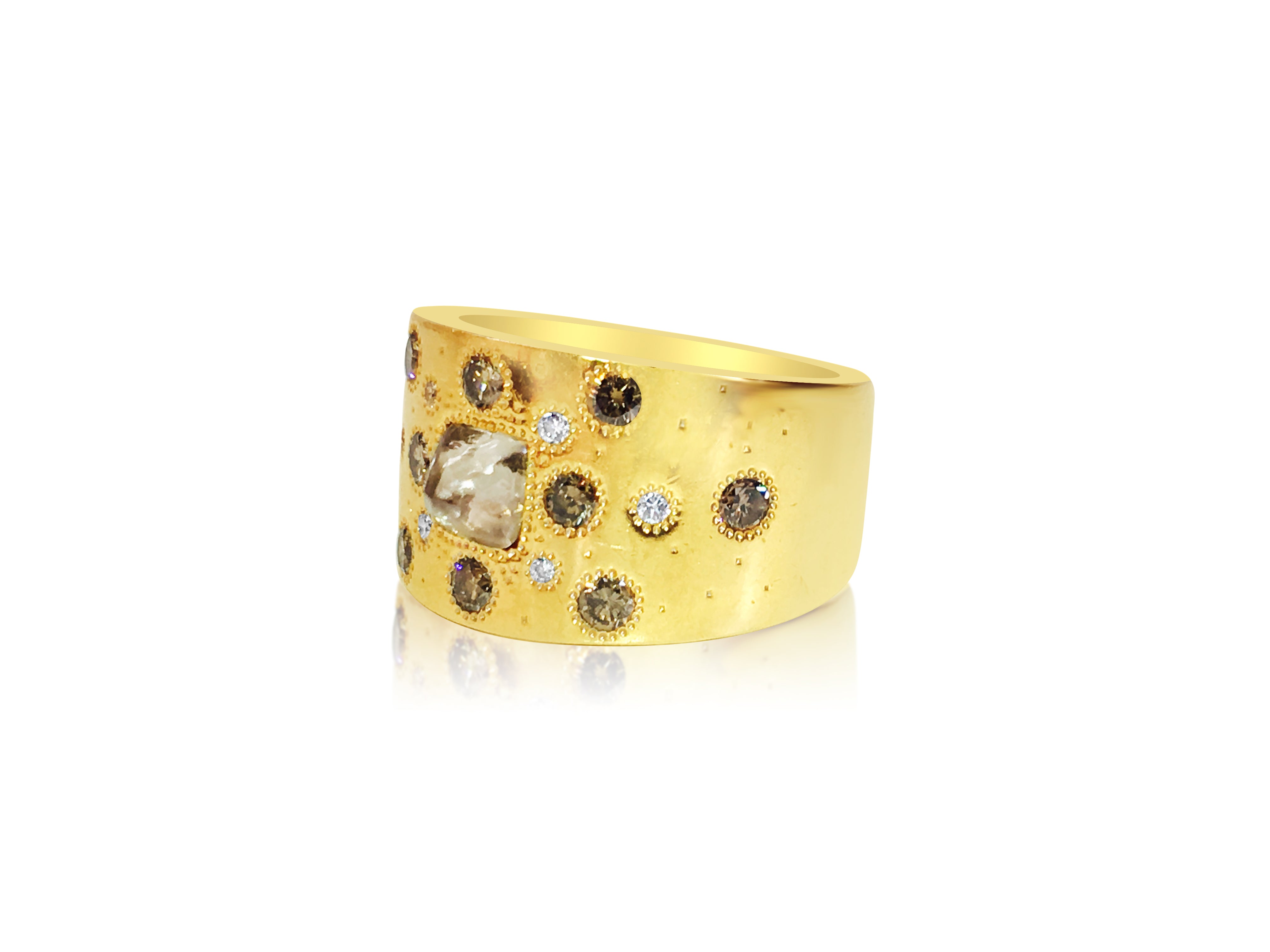 De Beers, 18K Yellow Gold & Rough Diamond Ring.