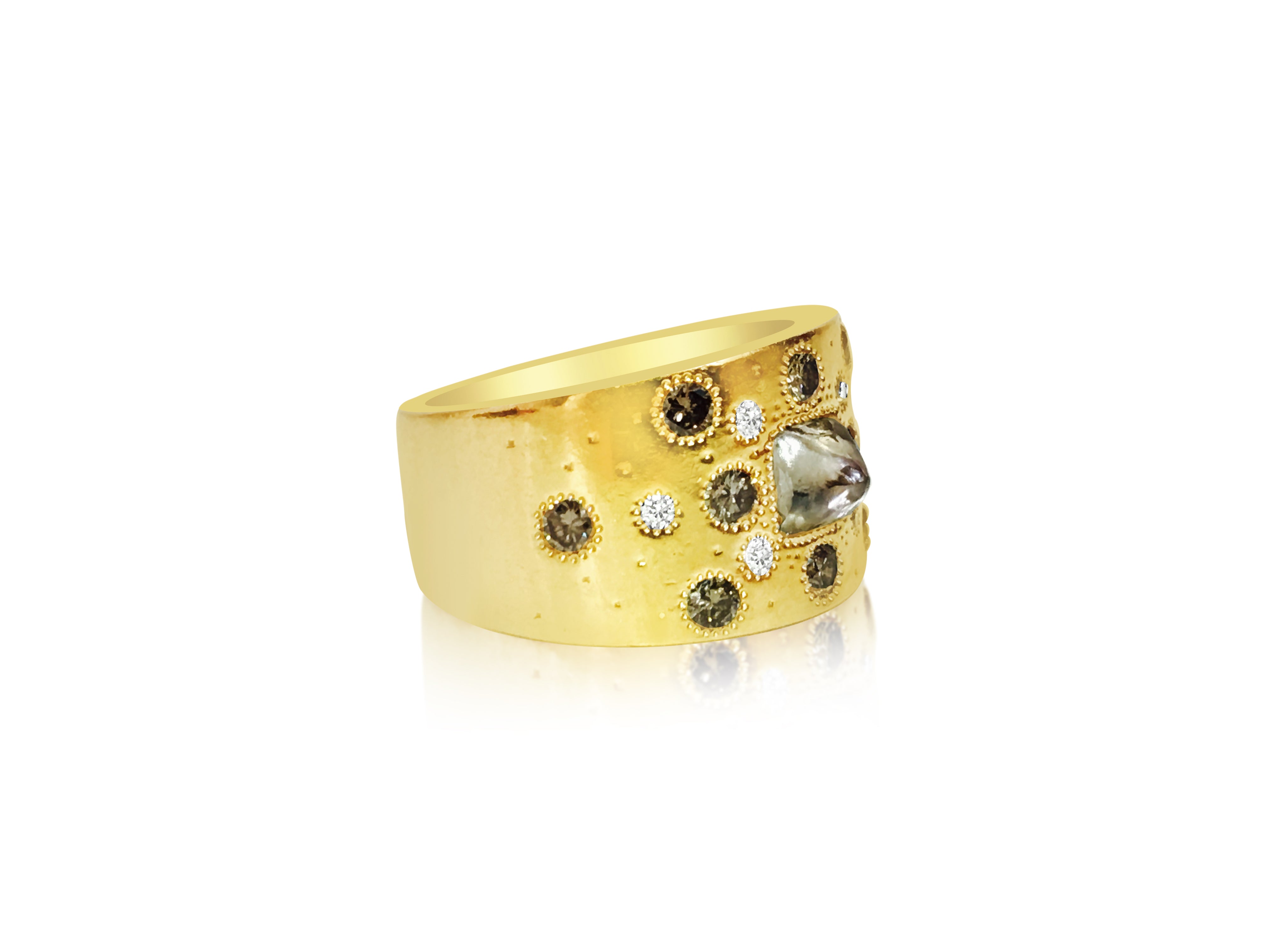 De Beers, 18K Yellow Gold & Rough Diamond Ring.