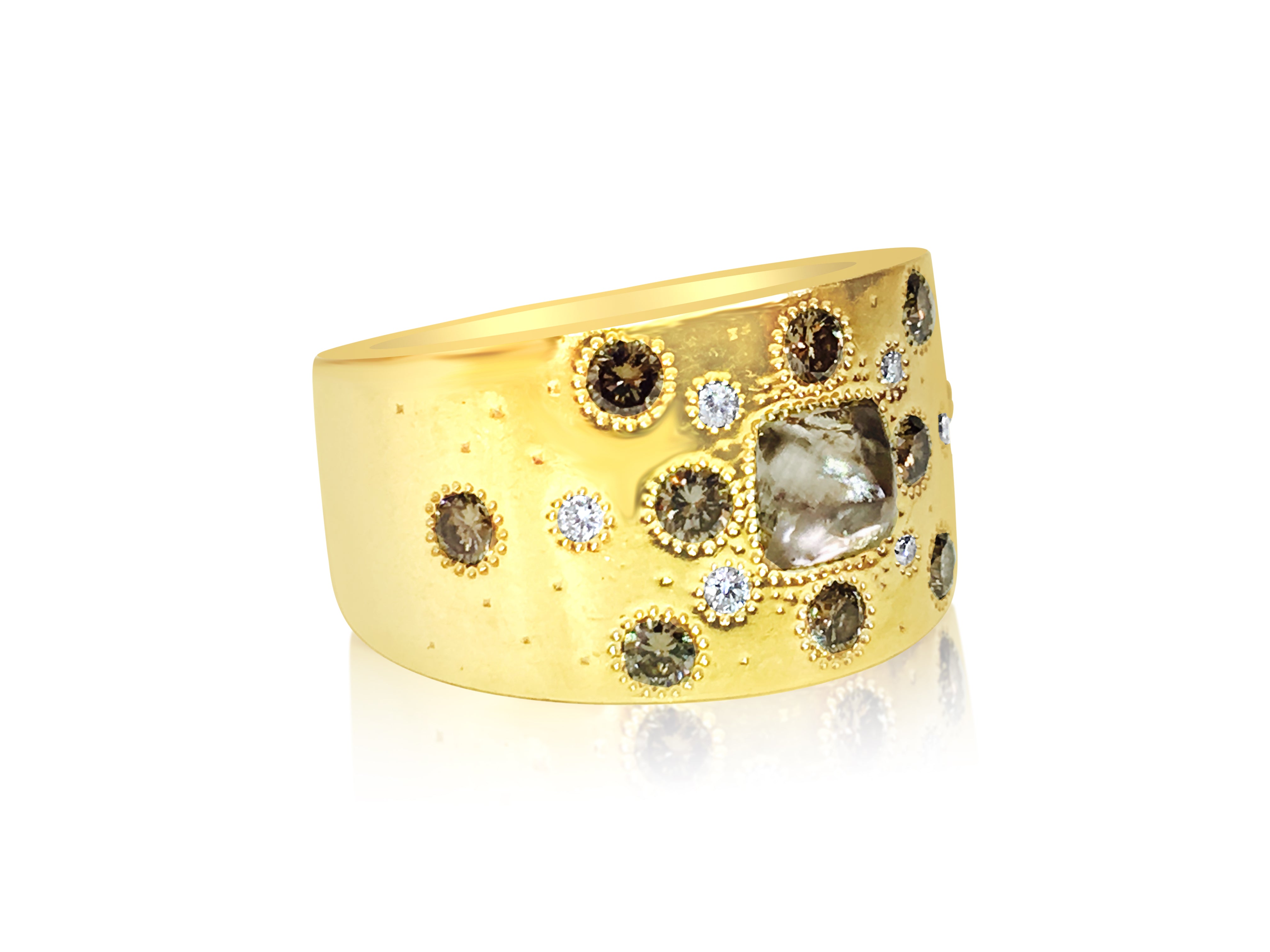De Beers, 18K Yellow Gold & Rough Diamond Ring.