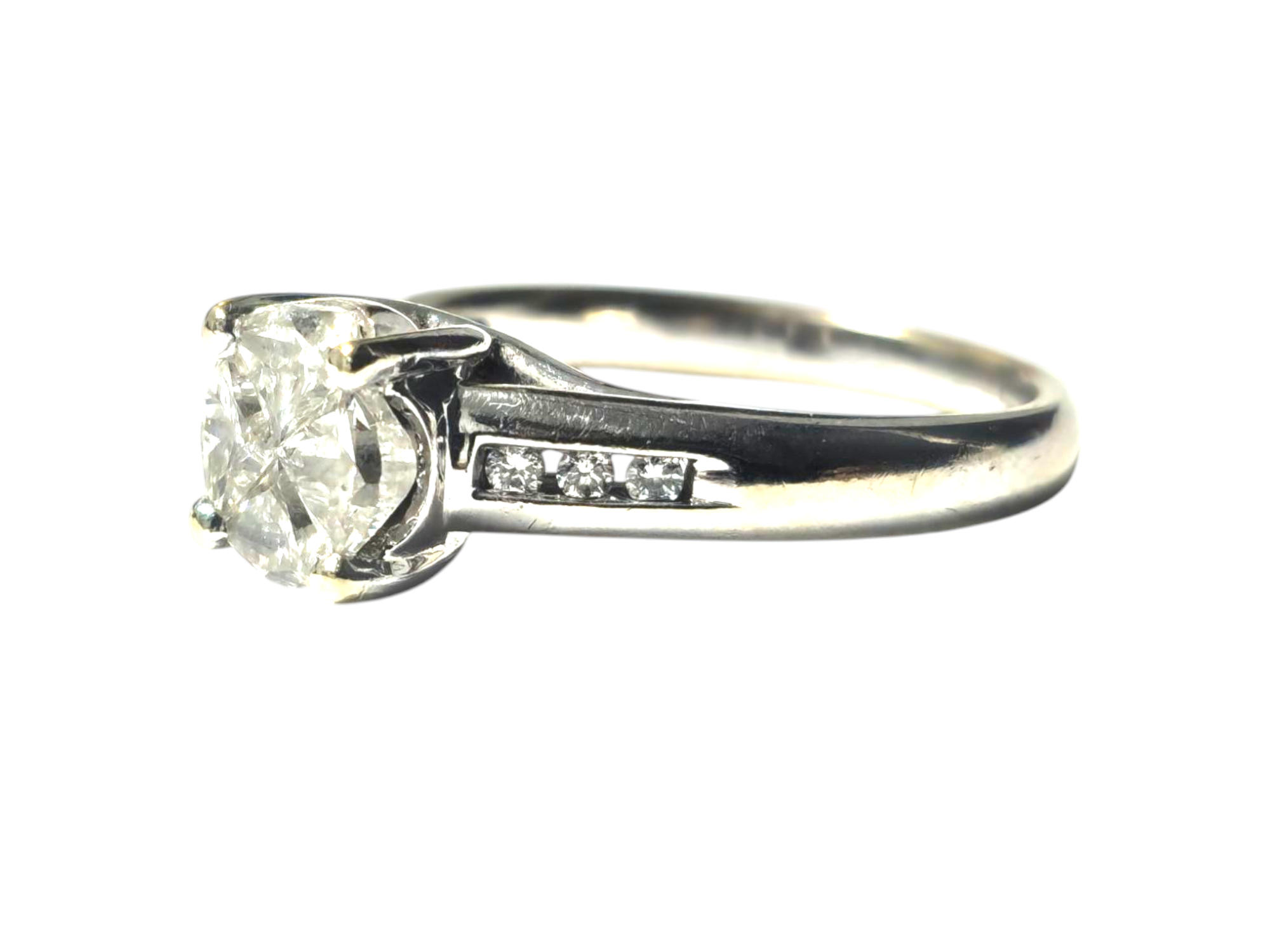 1cwt Diamond Cluster Rin 14k white gold