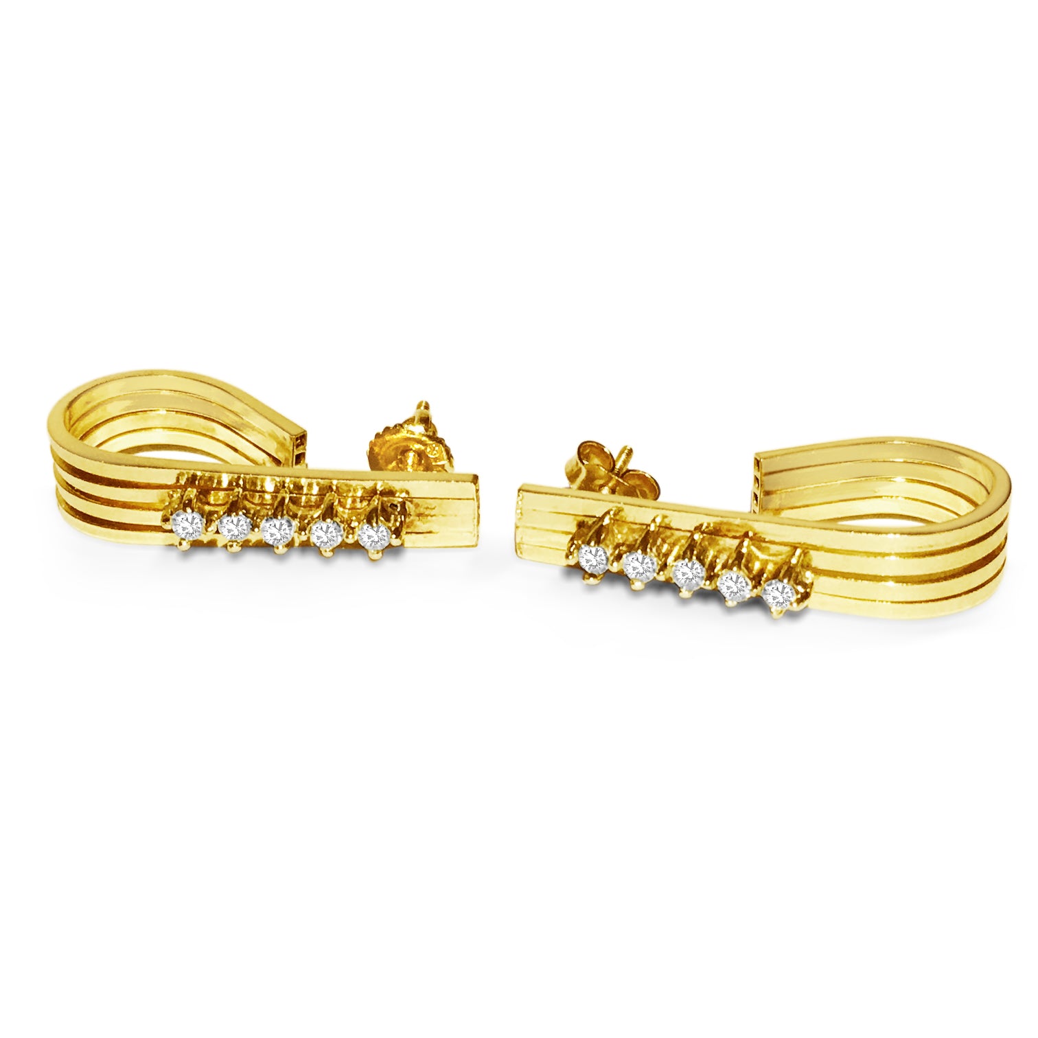 Womens Vintage 14K Gold and VVS Diamond Earrings