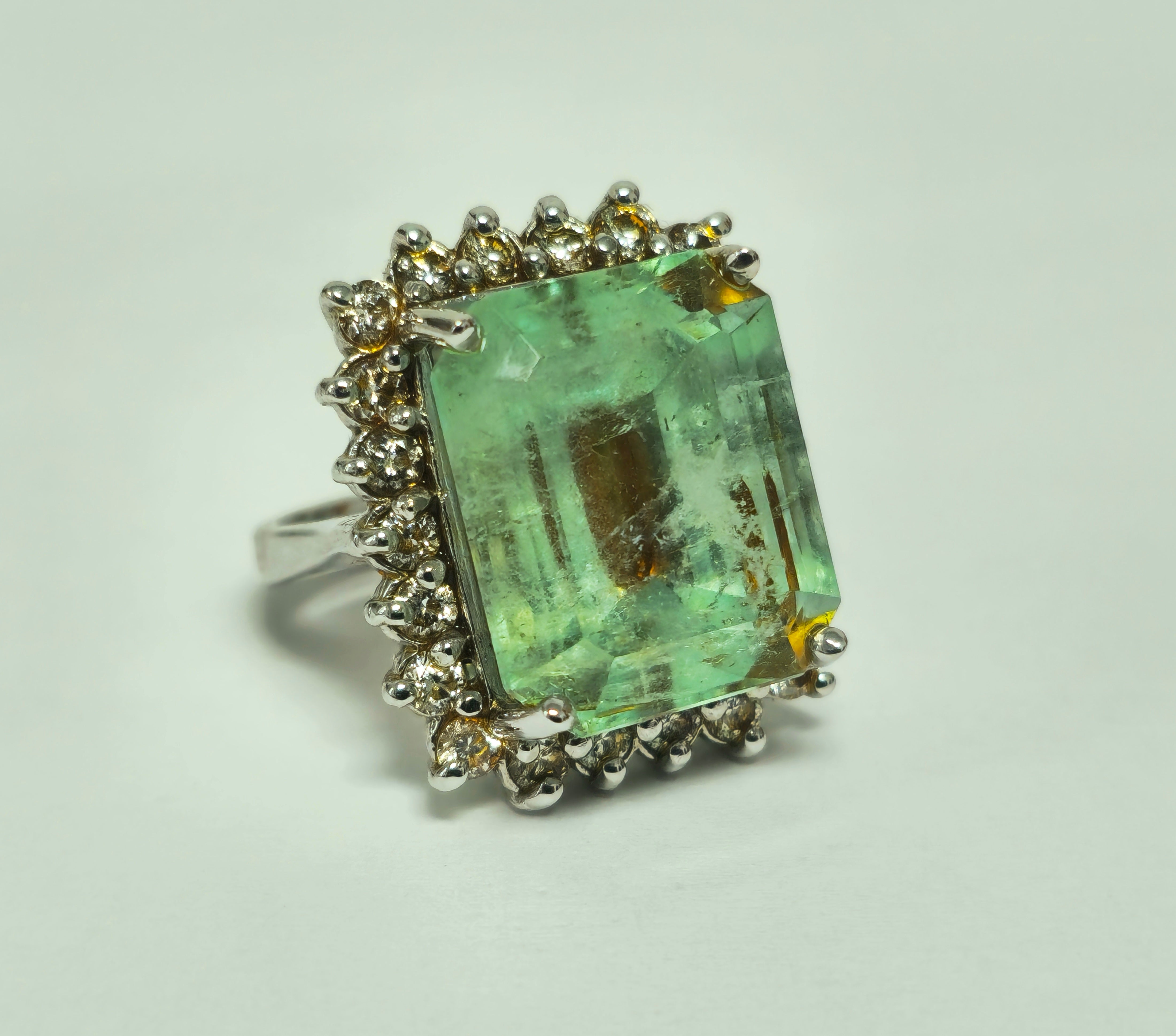 GIA Certified 100% Natural Colombian Emerald Diamond Ring