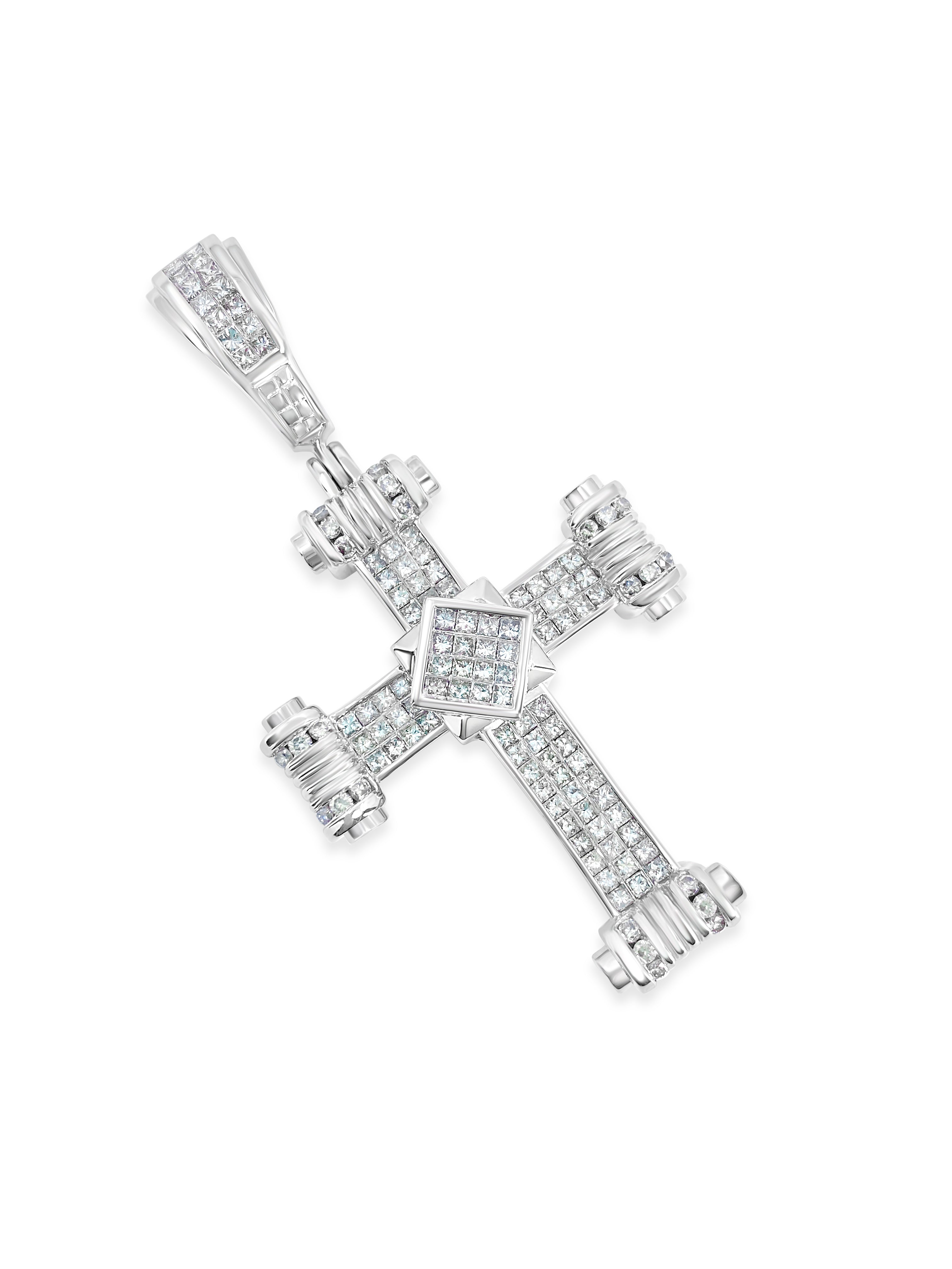 5.50 CT Diamond Pendant Cross in 14k gold