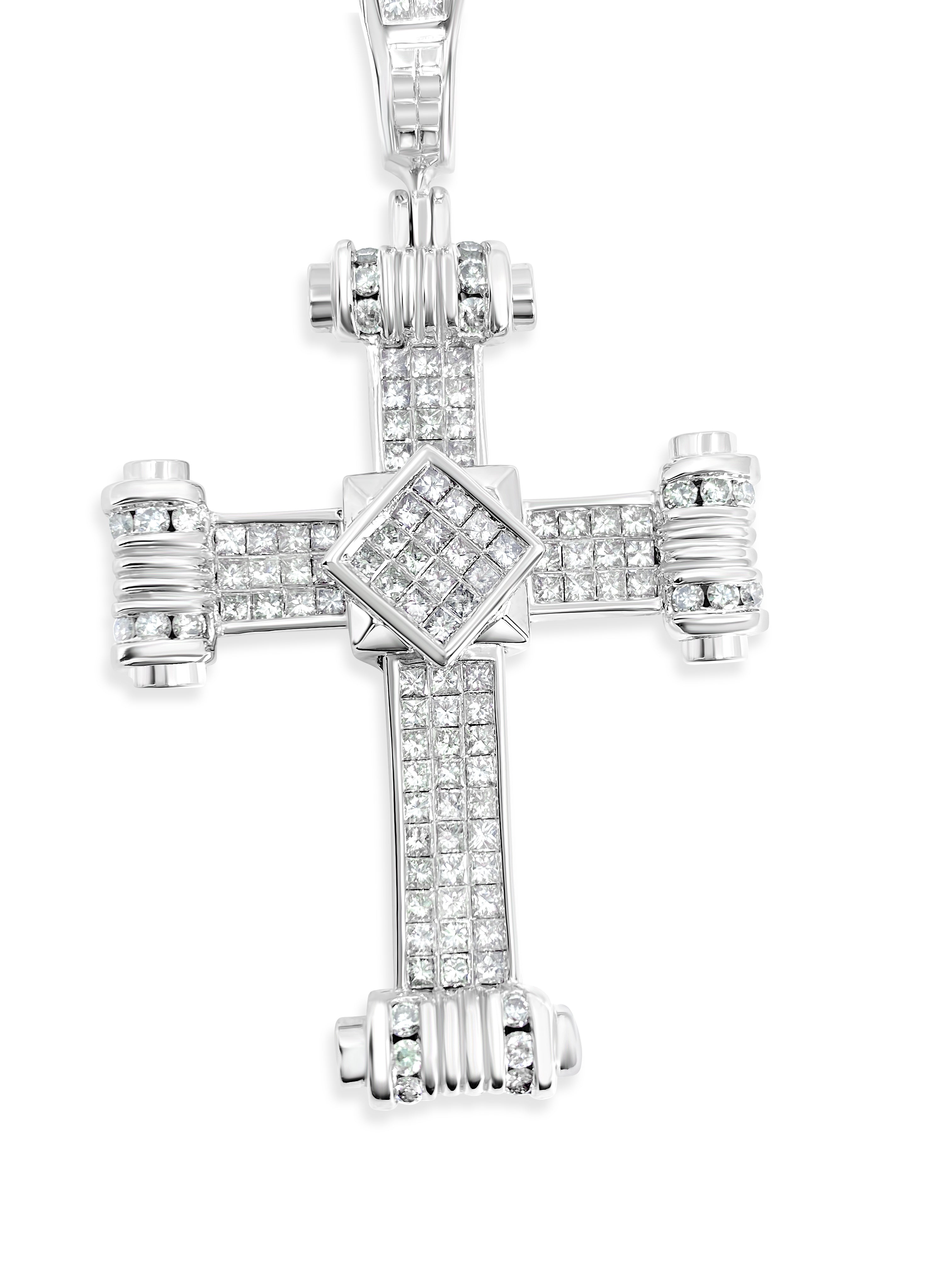 5.50 CT Diamond Pendant Cross in 14k gold
