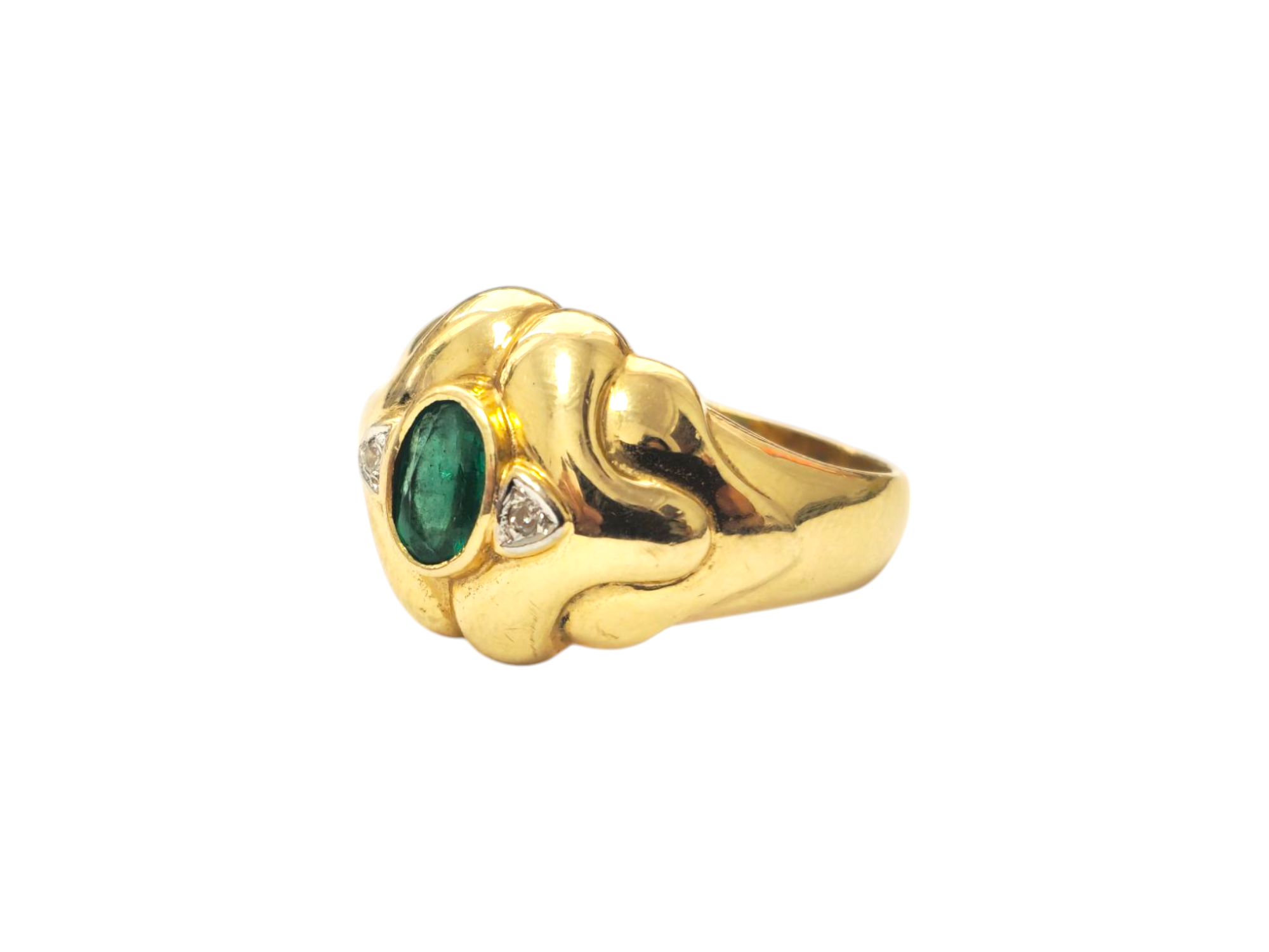 Vintage Natural Emerald & Diamond Ring in 14k Gold