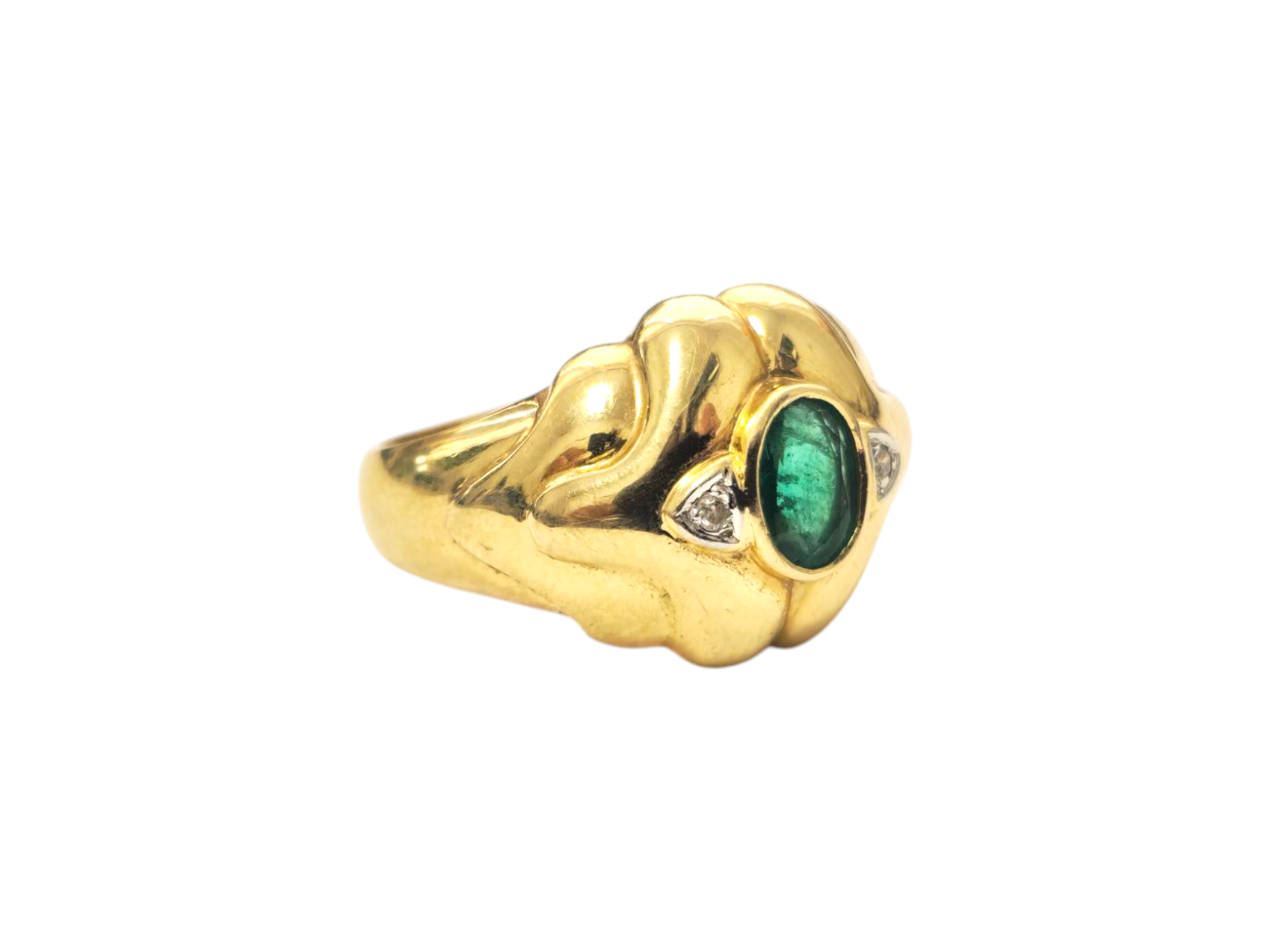 Vintage Natural Emerald & Diamond Ring in 14k Gold