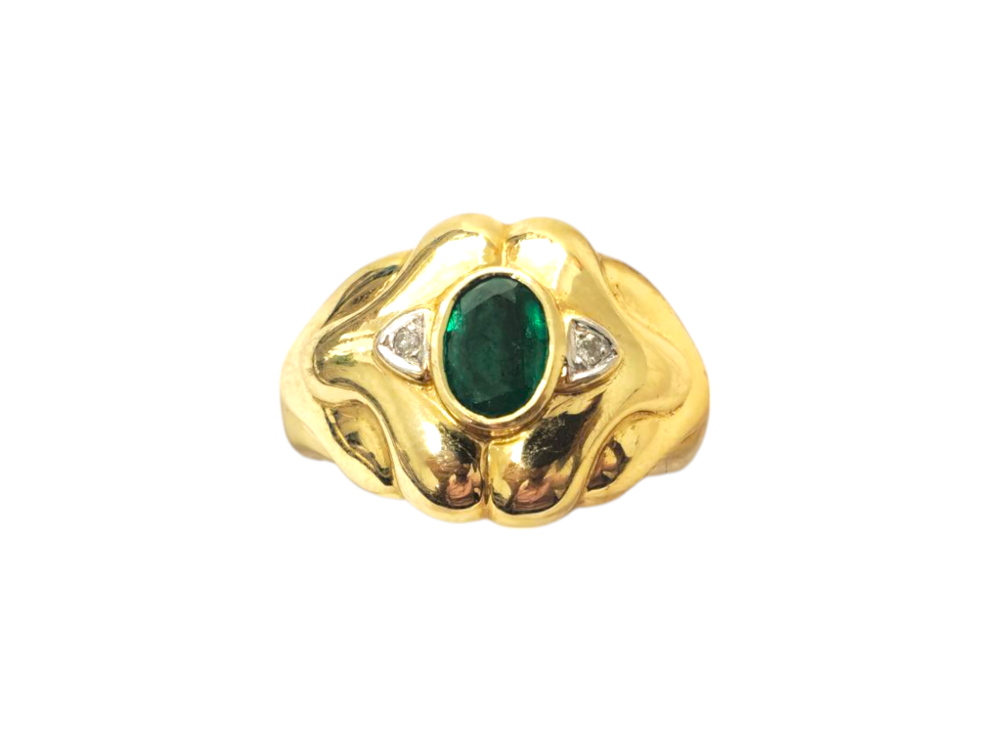 Vintage Natural Emerald & Diamond Ring in 14k Gold