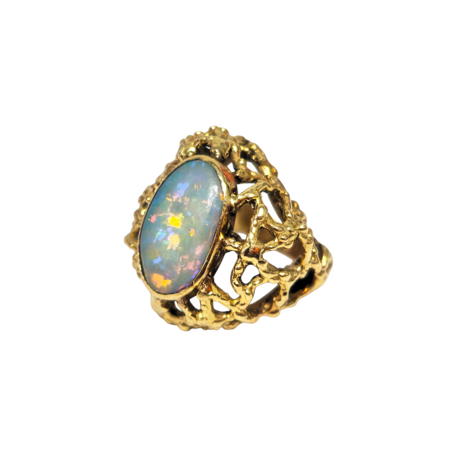 Vintage, Womens 10.58 carat Natural Opal Ring in 14k Yellow Gold