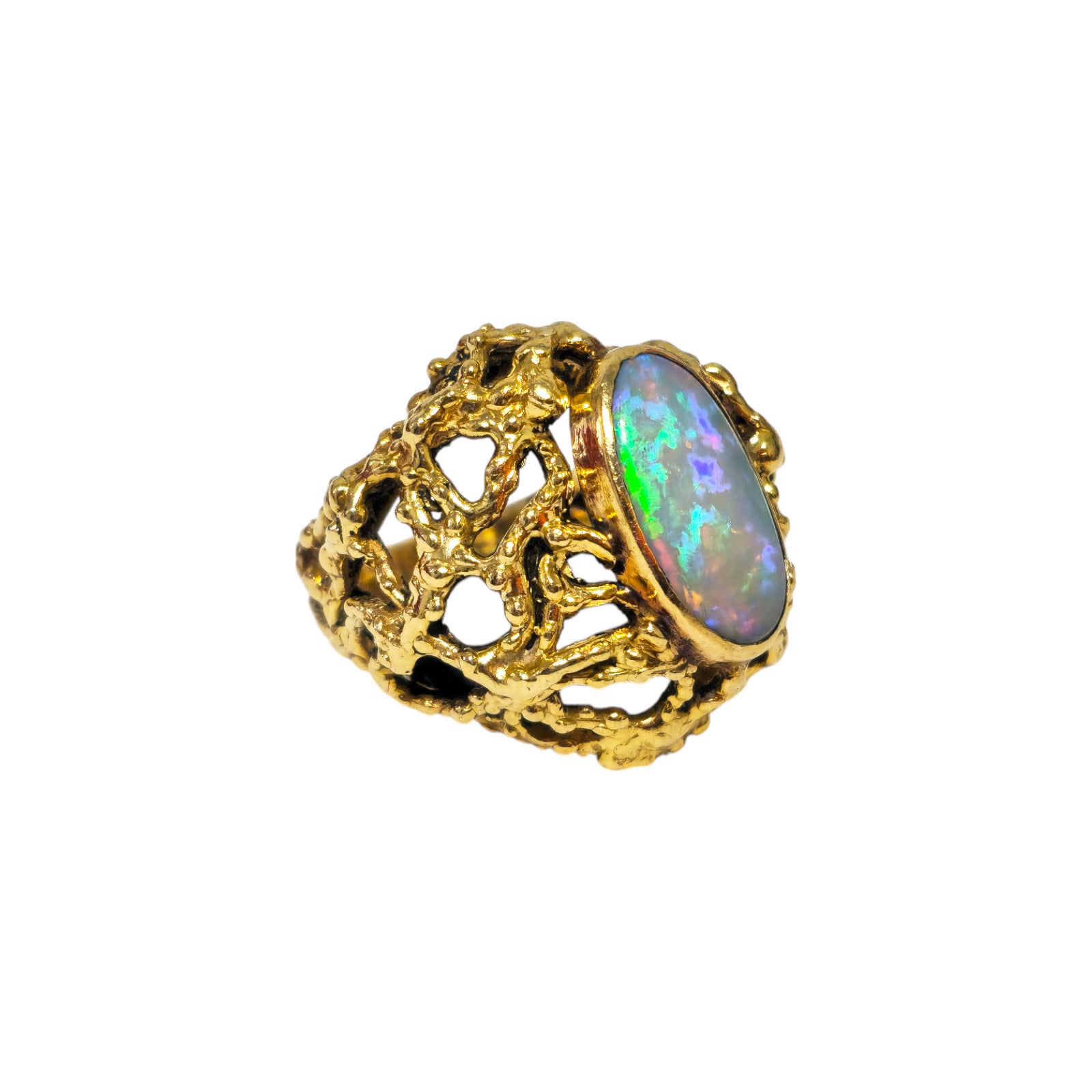 Vintage, Womens 10.58 carat Natural Opal Ring in 14k Yellow Gold