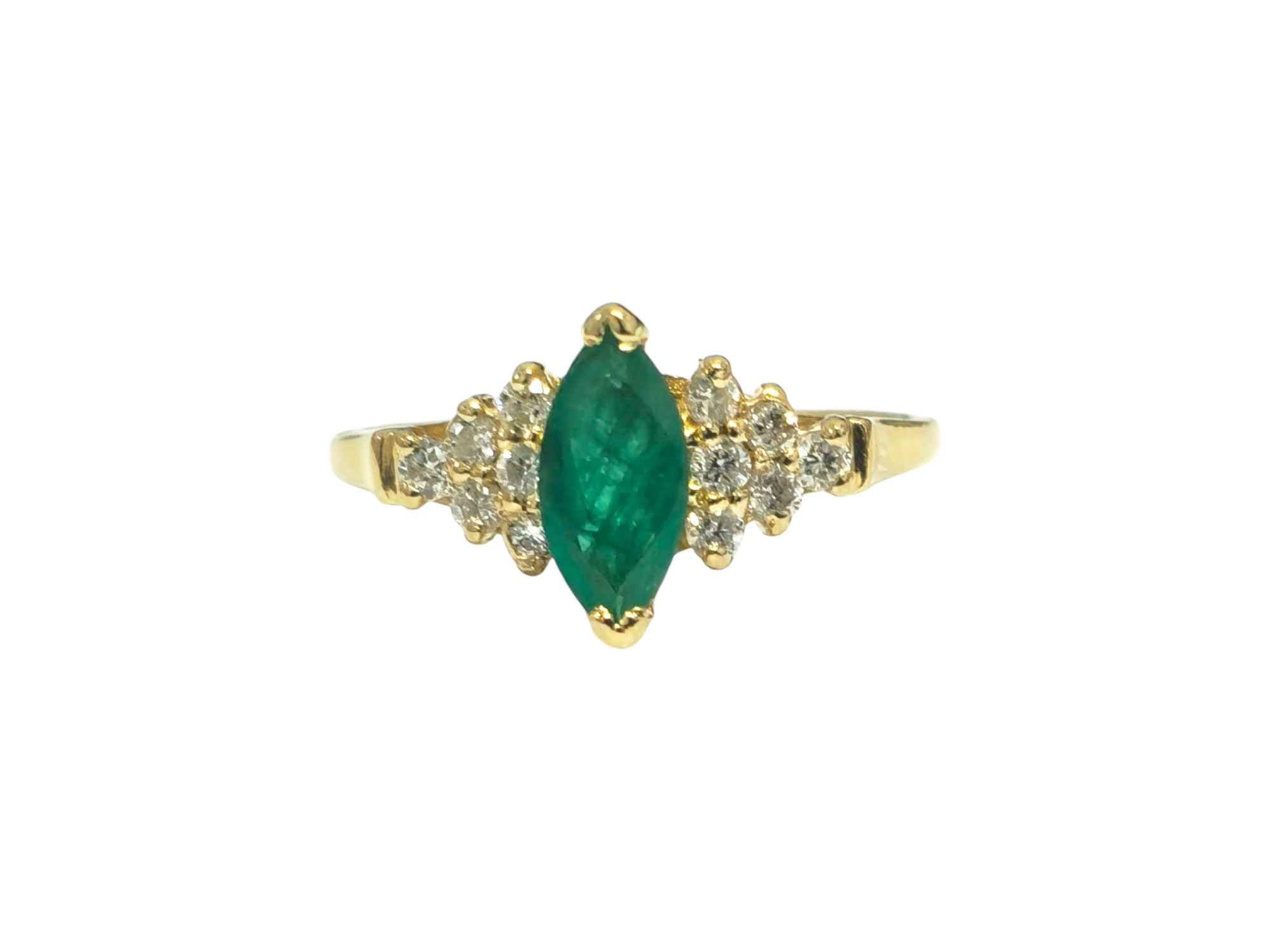 Vintage Marquise Emerald & Diamond Ring