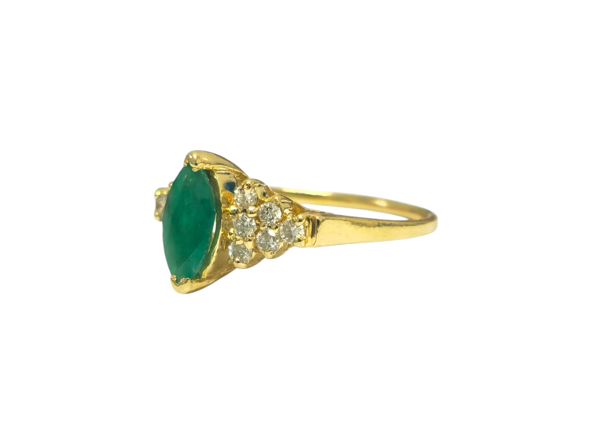 Vintage Marquise Emerald & Diamond Ring
