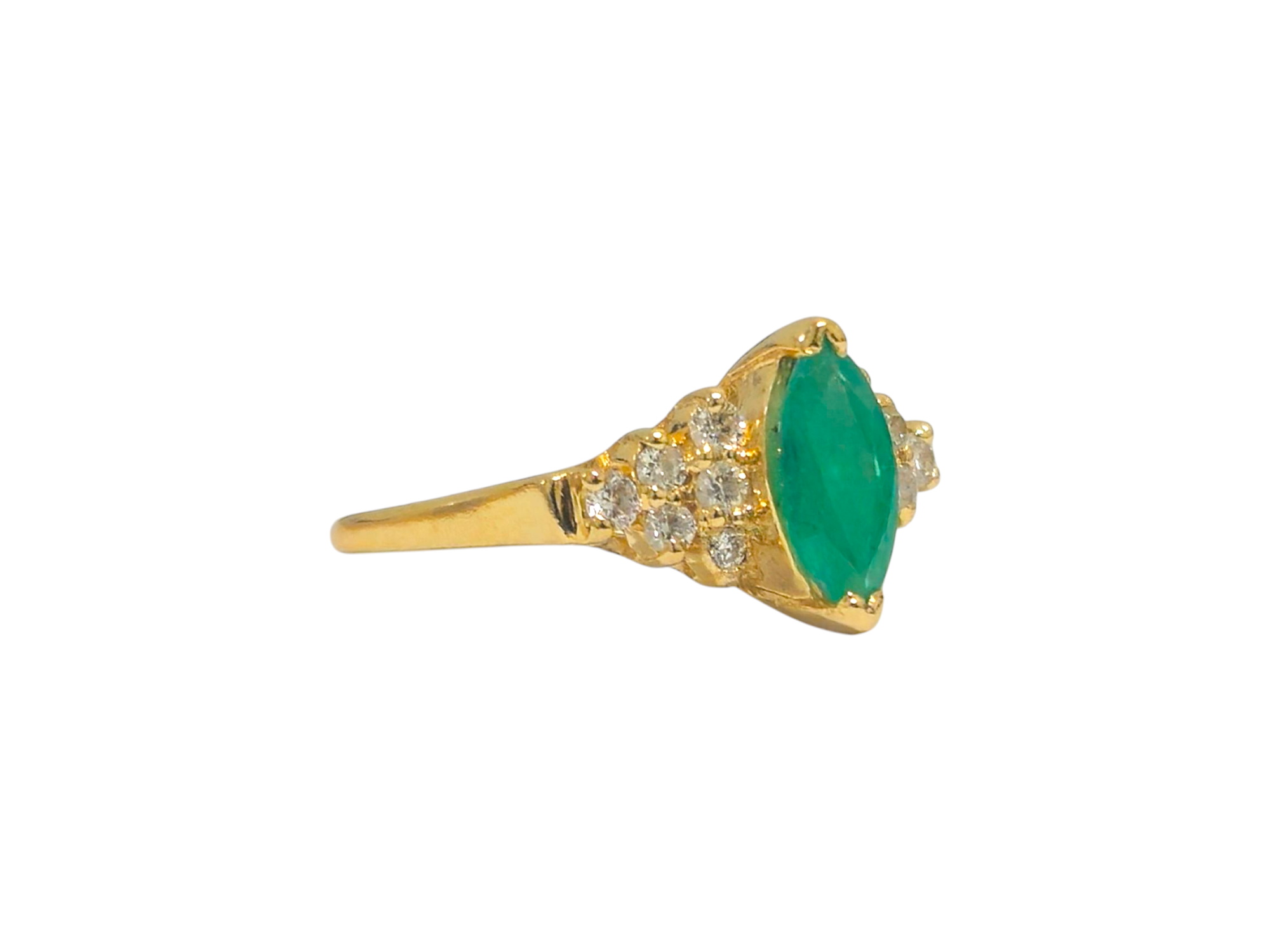 Vintage Marquise Emerald & Diamond Ring
