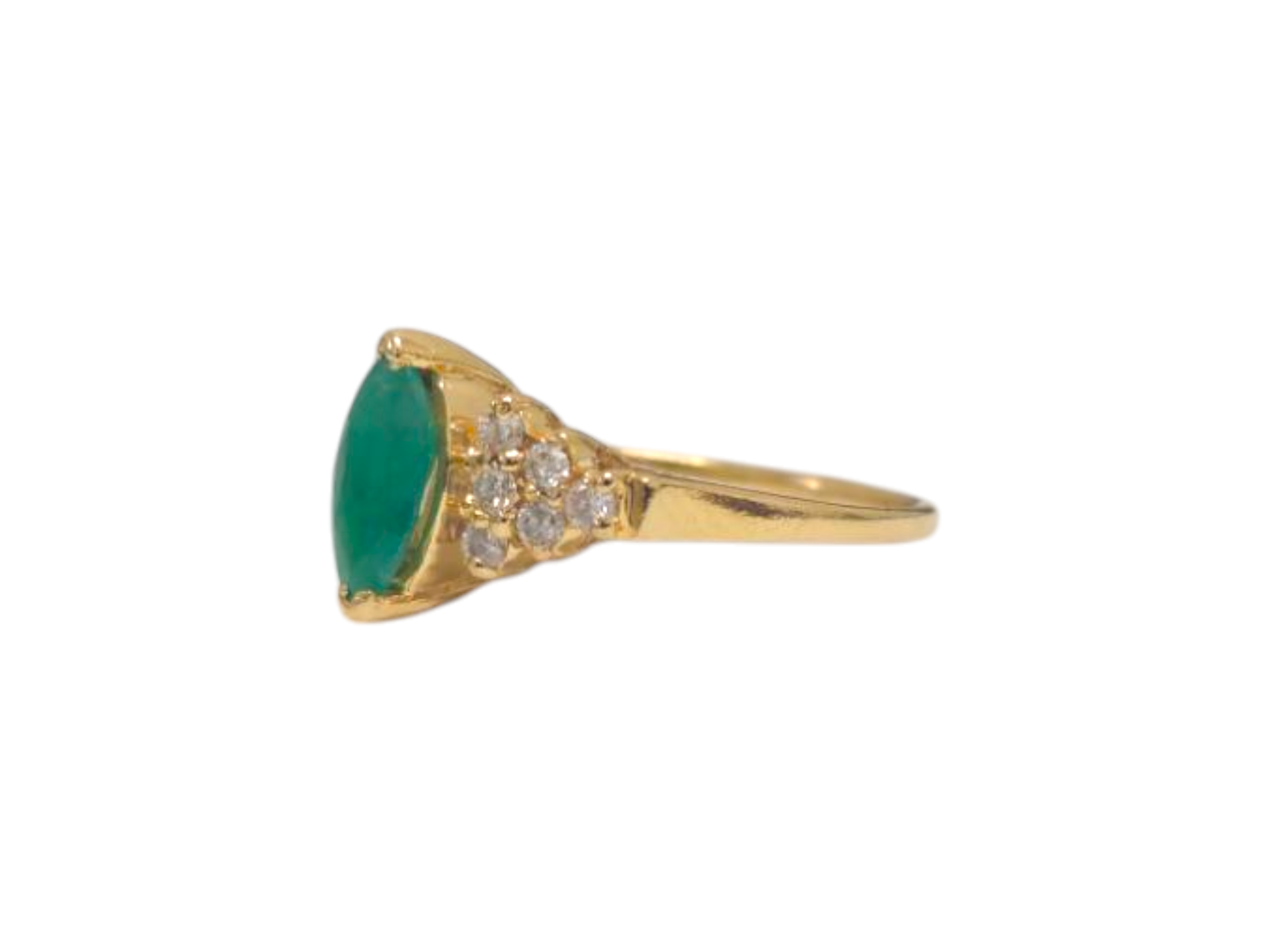 Vintage Marquise Emerald & Diamond Ring
