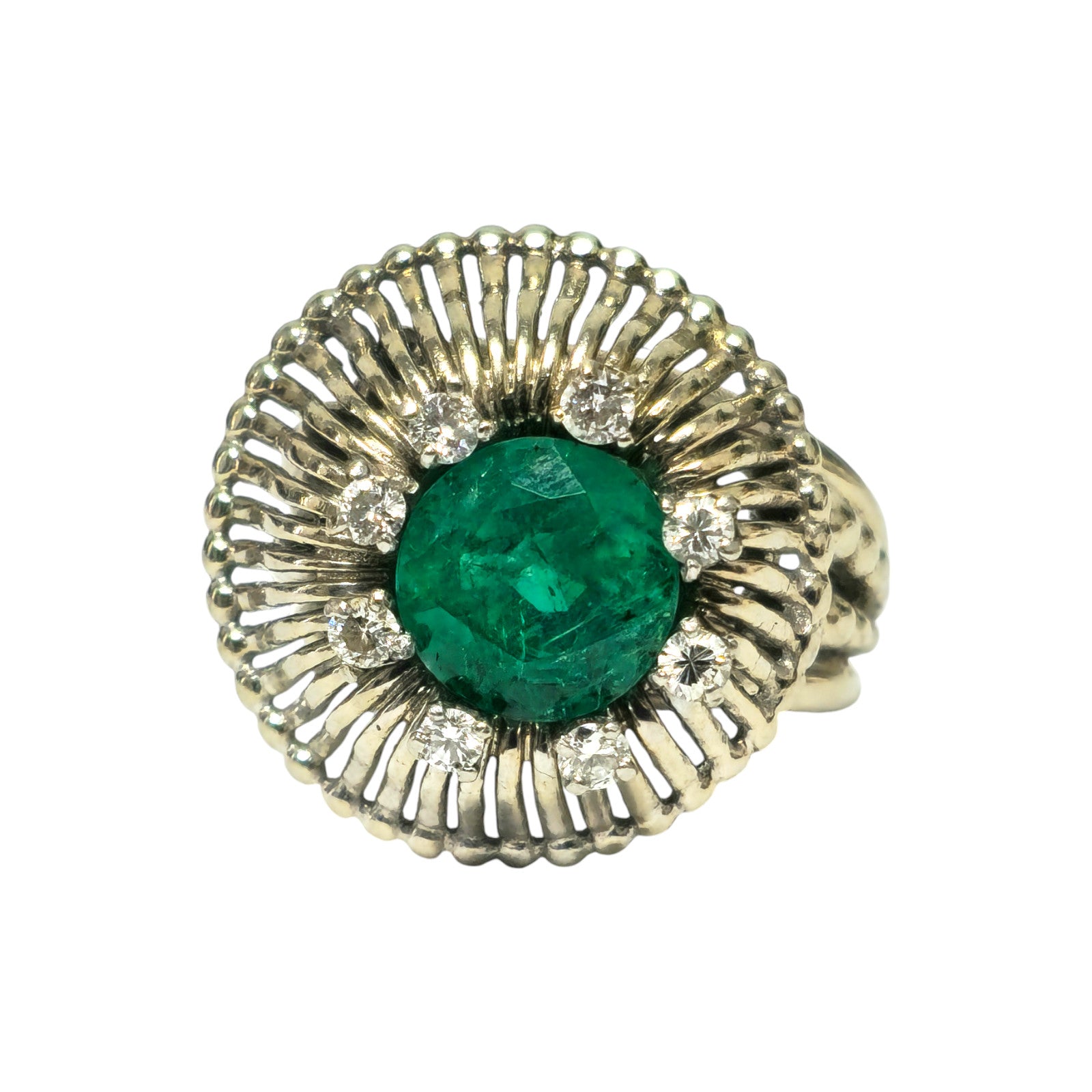 100% natural 4.50 Carat Colombian Emerald & Diamond Ring