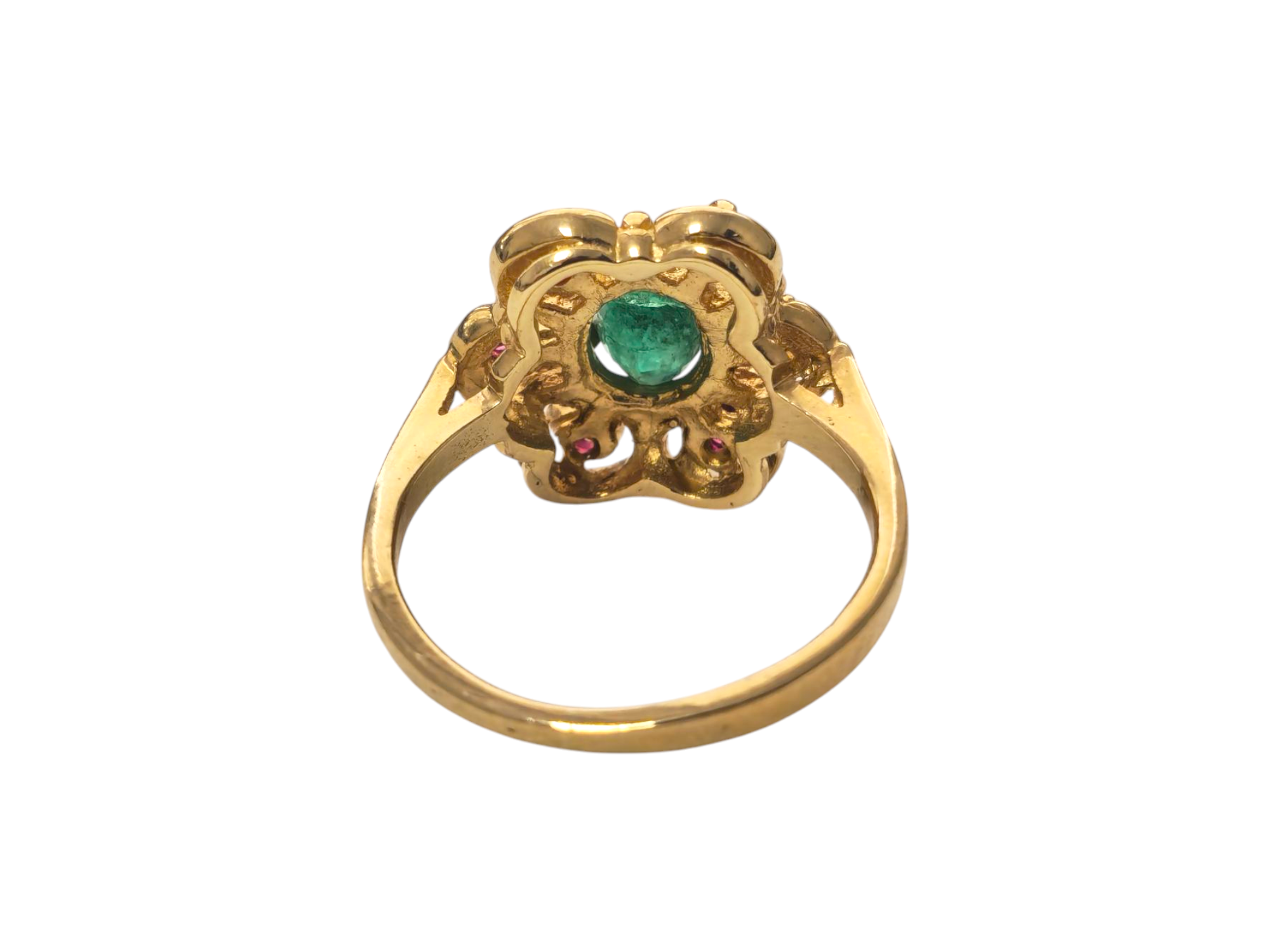 1CWT Ruby and Emerald Ring in 14k Yellow Gold