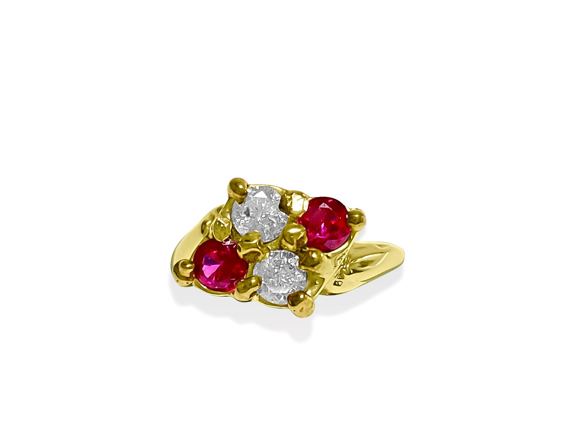 14k Gold, 0.40 Carat Diamond & Ruby Ring.