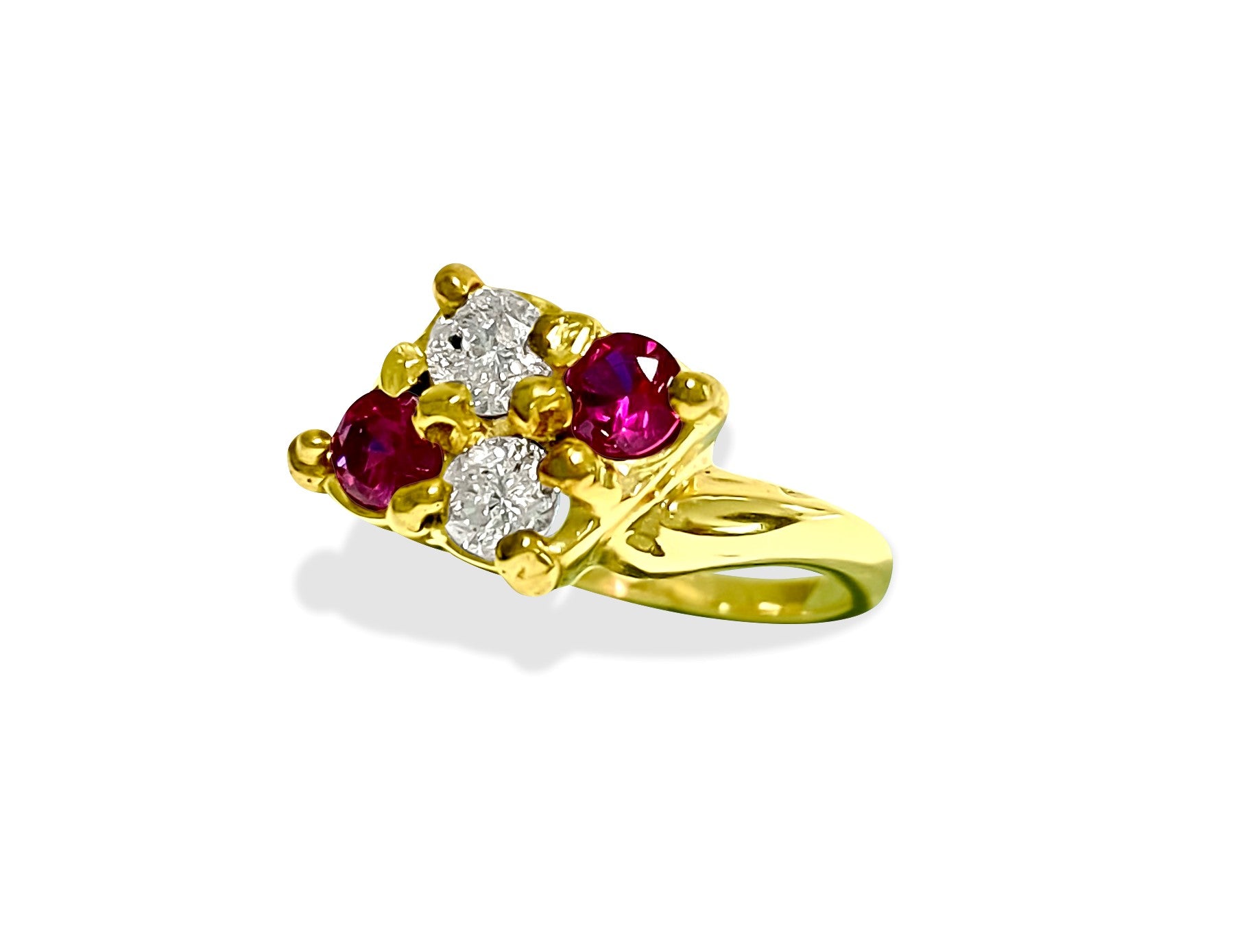 14k Gold, 0.40 Carat Diamond & Ruby Ring.