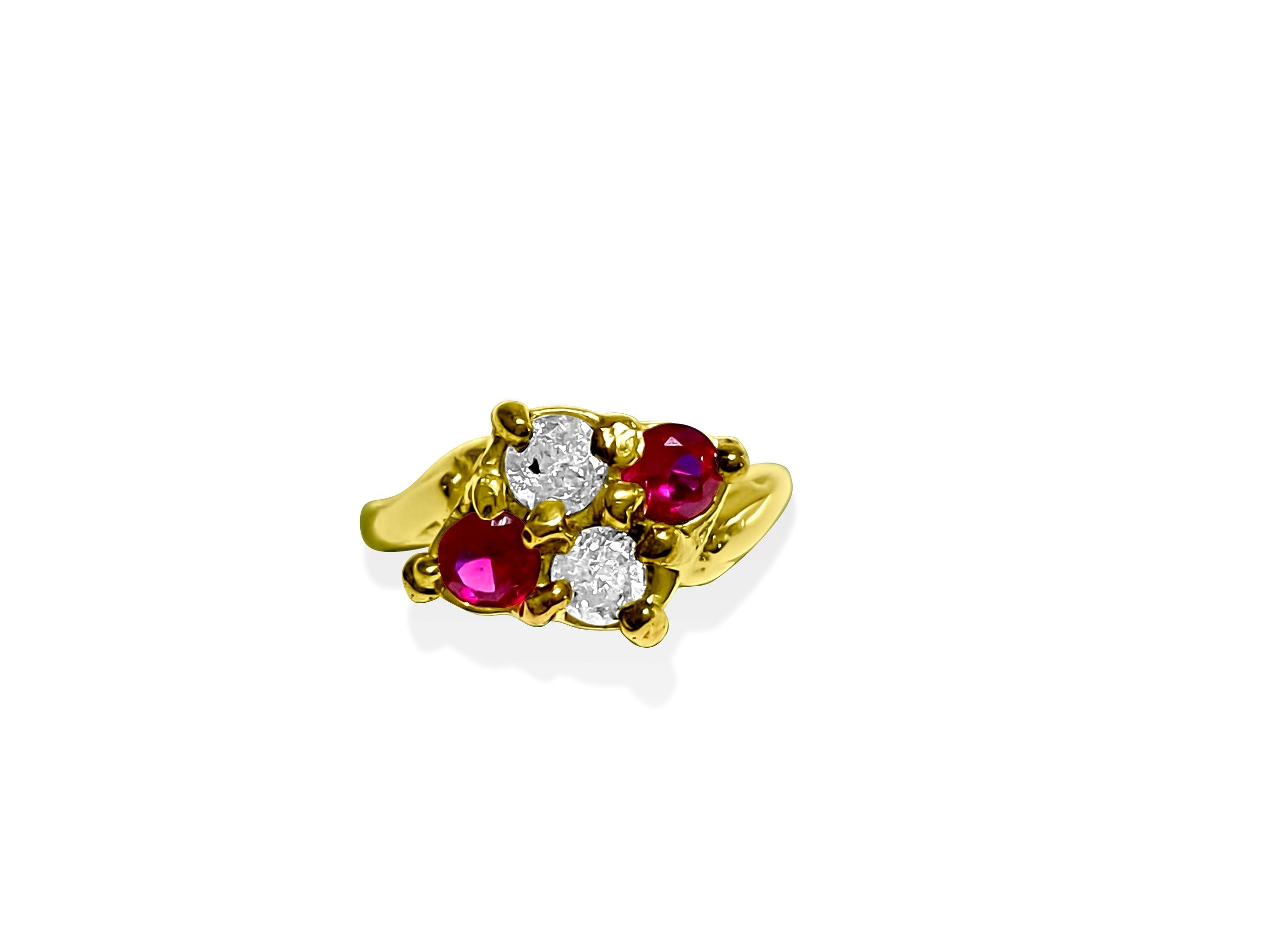 14k Gold, 0.40 Carat Diamond & Ruby Ring.