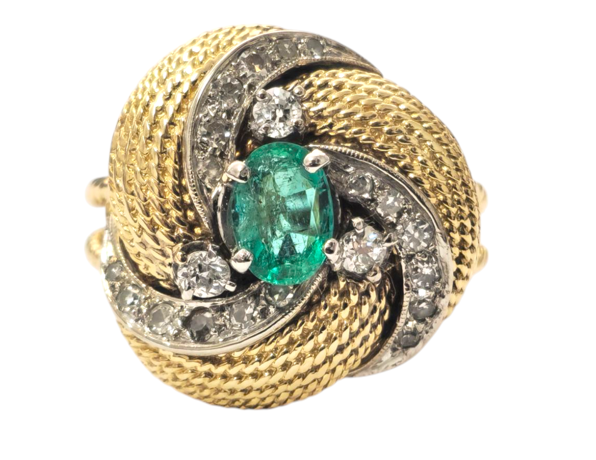 Natural Colombian Emerald & Diamond Ring in 18k Gold