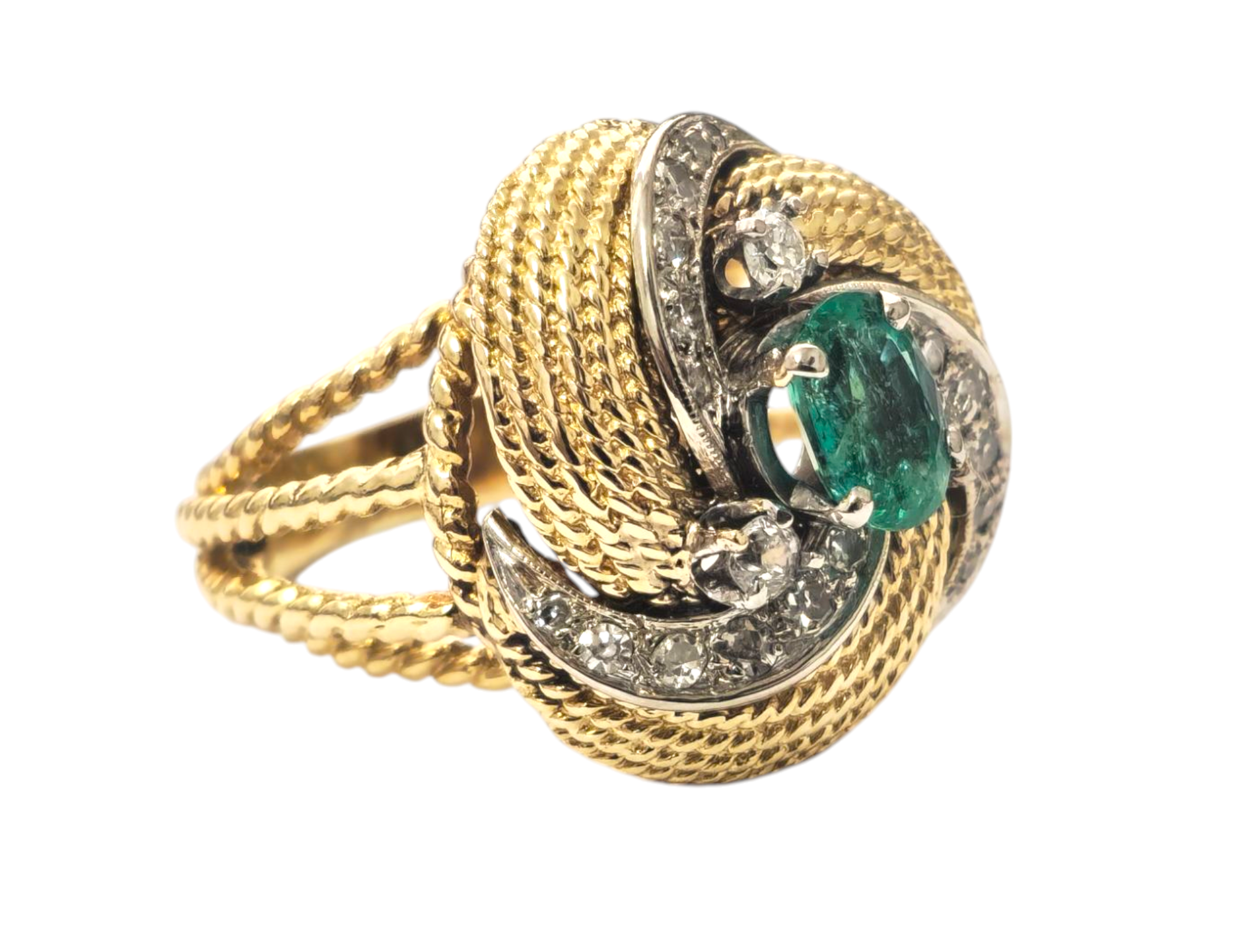 Natural Colombian Emerald & Diamond Ring in 18k Gold