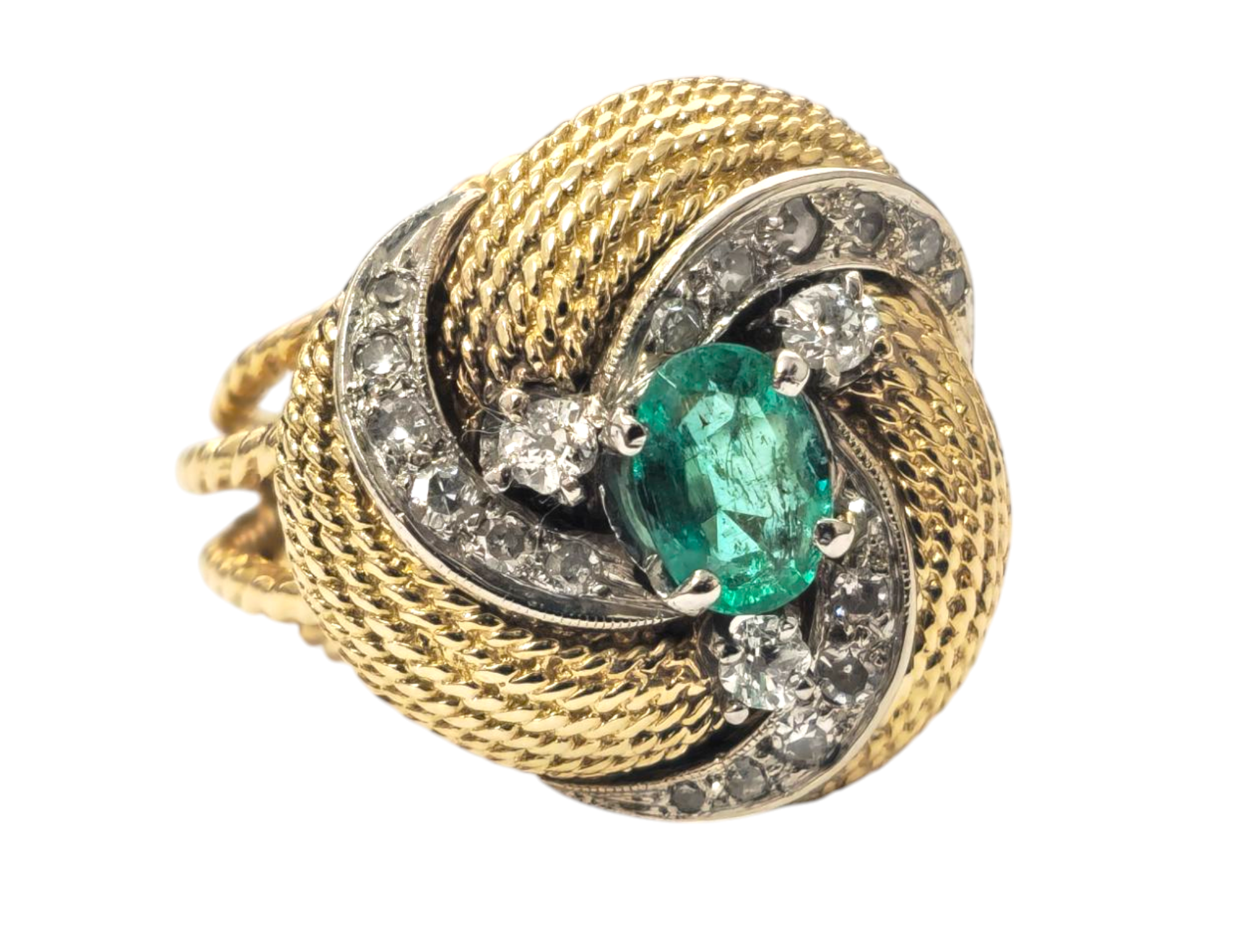 Natural Colombian Emerald & Diamond Ring in 18k Gold