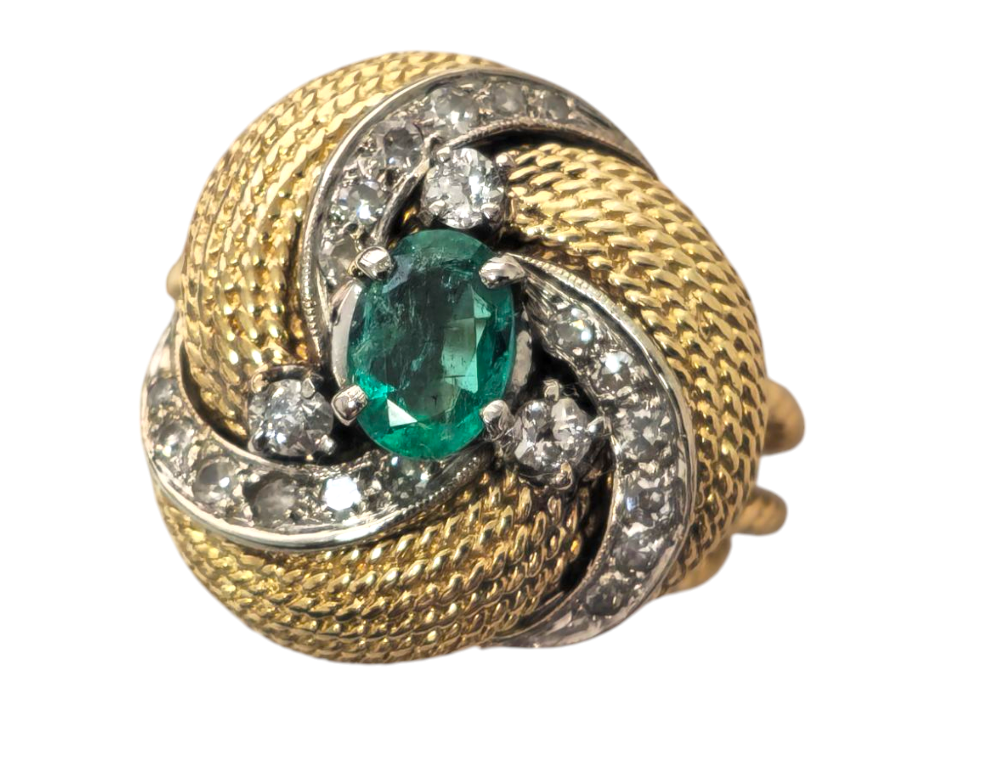 Natural Colombian Emerald & Diamond Ring in 18k Gold