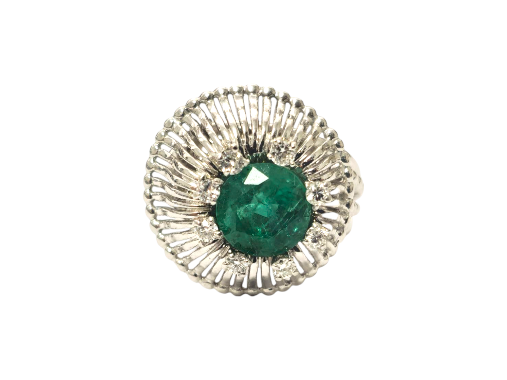 2.50CT Emerald & Diamond Ring in 14k White Gold