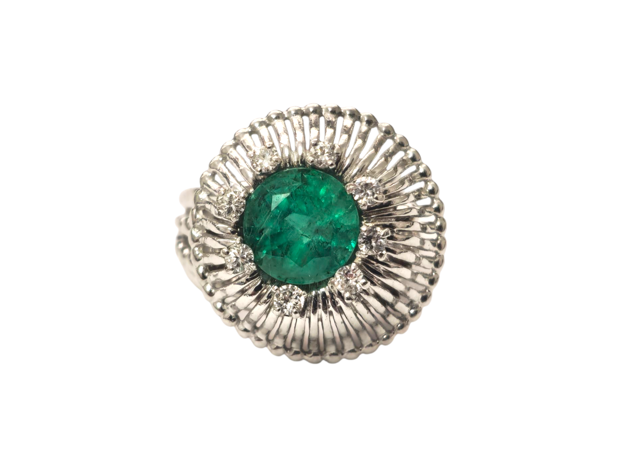 2.50CT Emerald & Diamond Ring in 14k White Gold