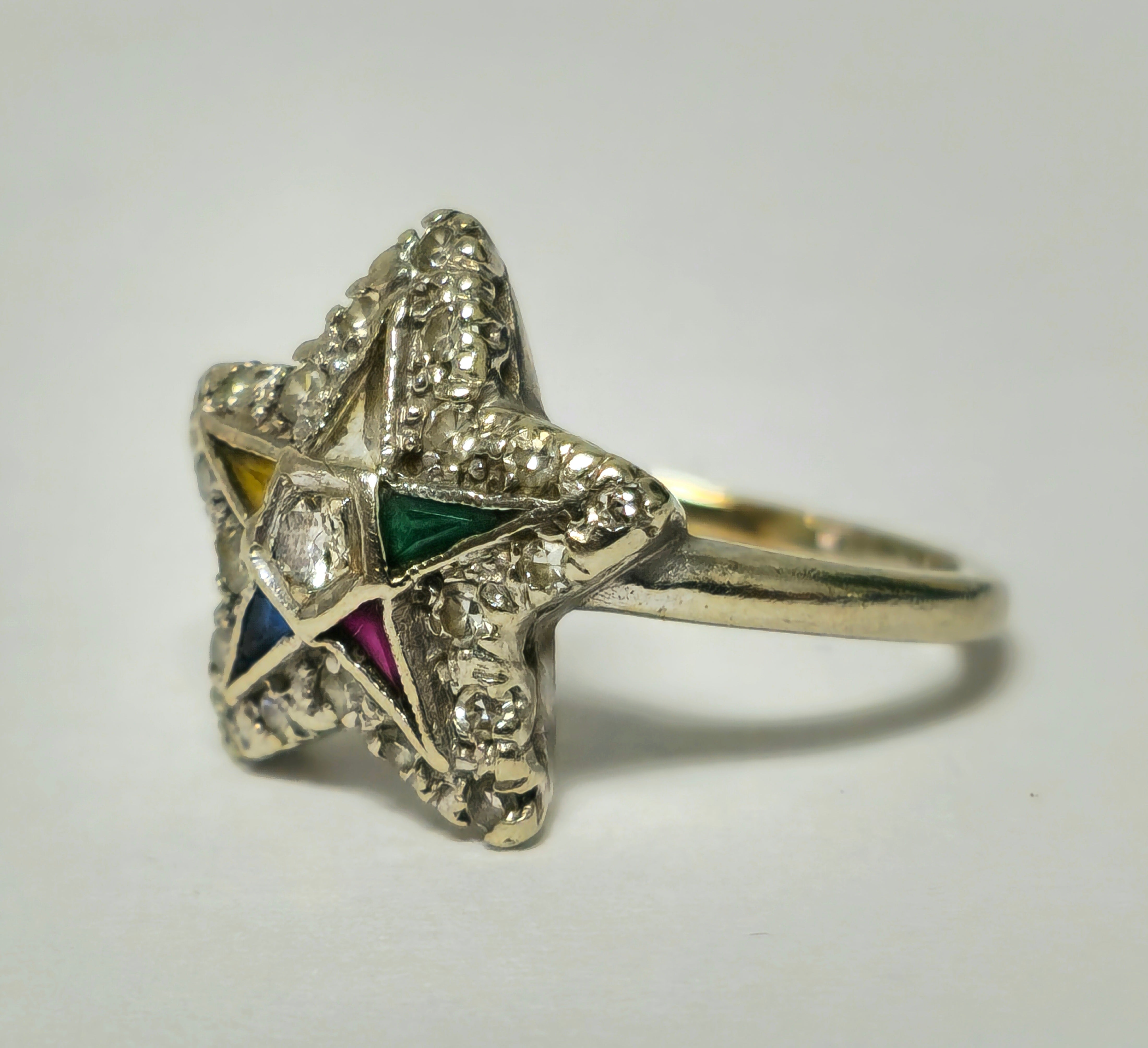 Late 20th century Multigemstone & Diamond Ring in 14k Gold