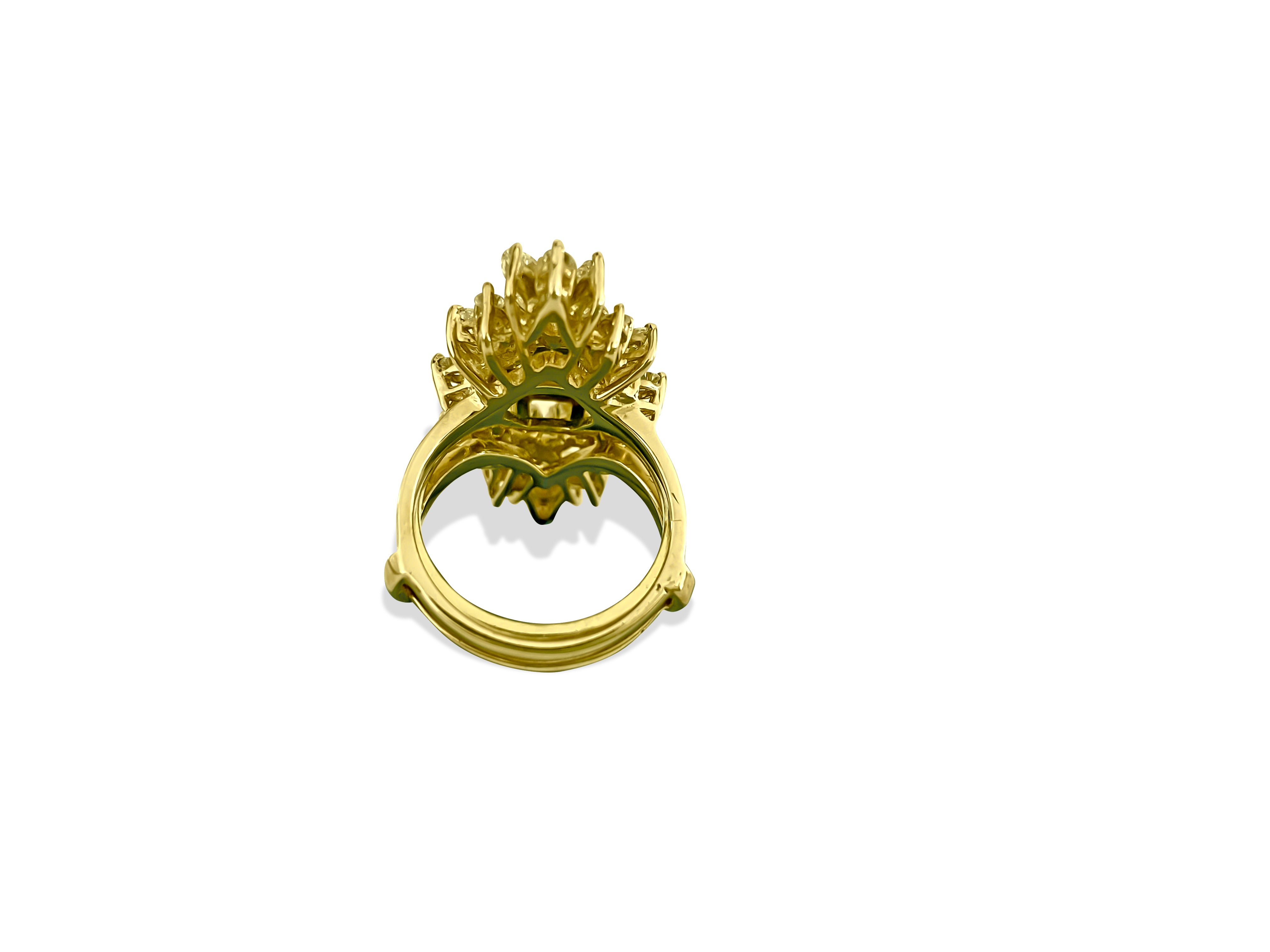 14K Yellow Gold, 4.25 CT Diamond & Emerald Insert Ring