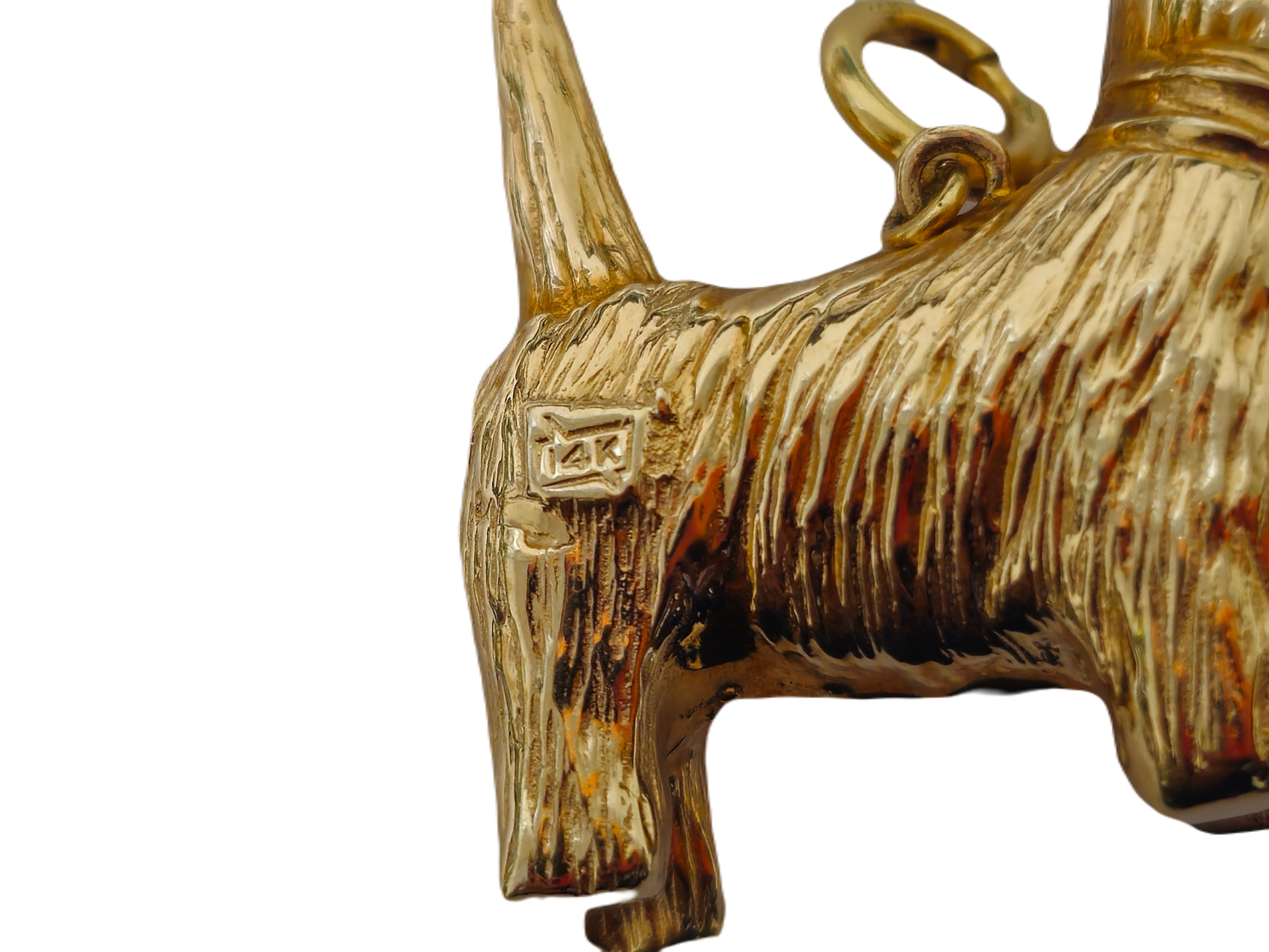 20th century 14k Yellow Gold Dog Motif Ruby Pendant