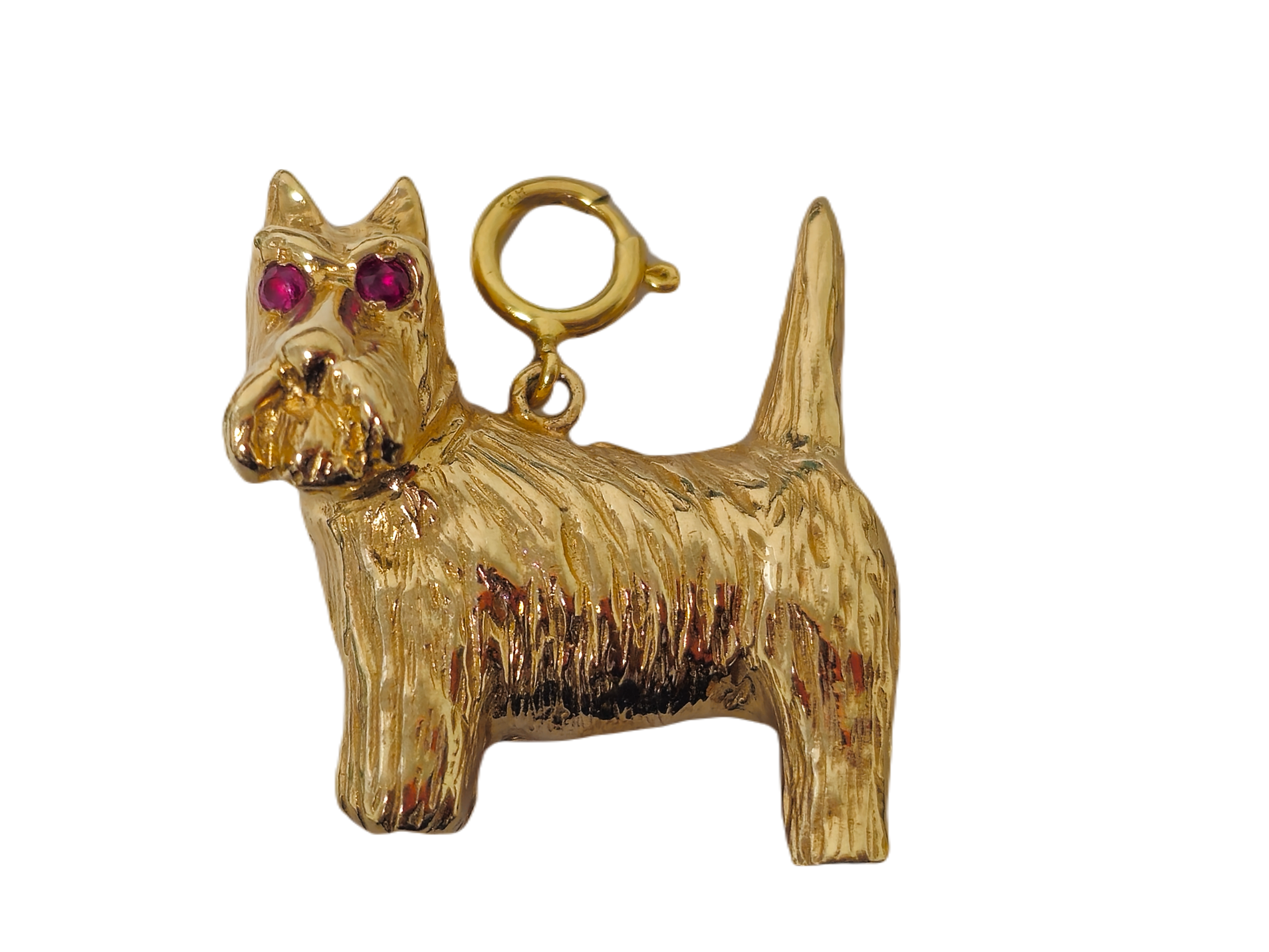 20th century 14k Yellow Gold Dog Motif Ruby Pendant