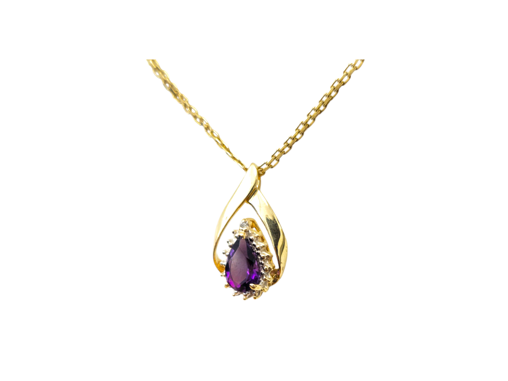 Amethyst & Diamond Pendant in 10k Gold