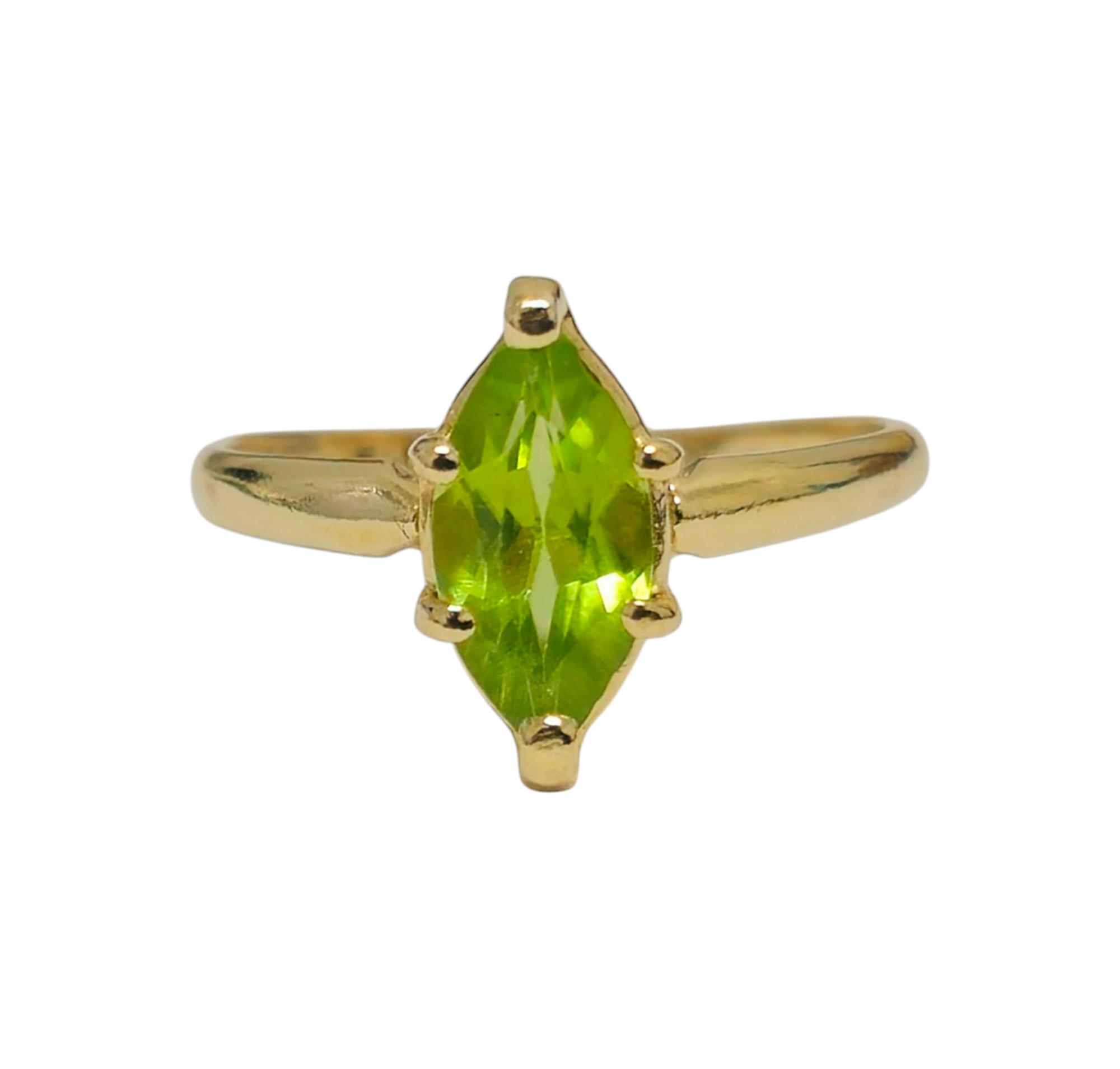 Marquise Green Peridot Ring in 10k Gold
